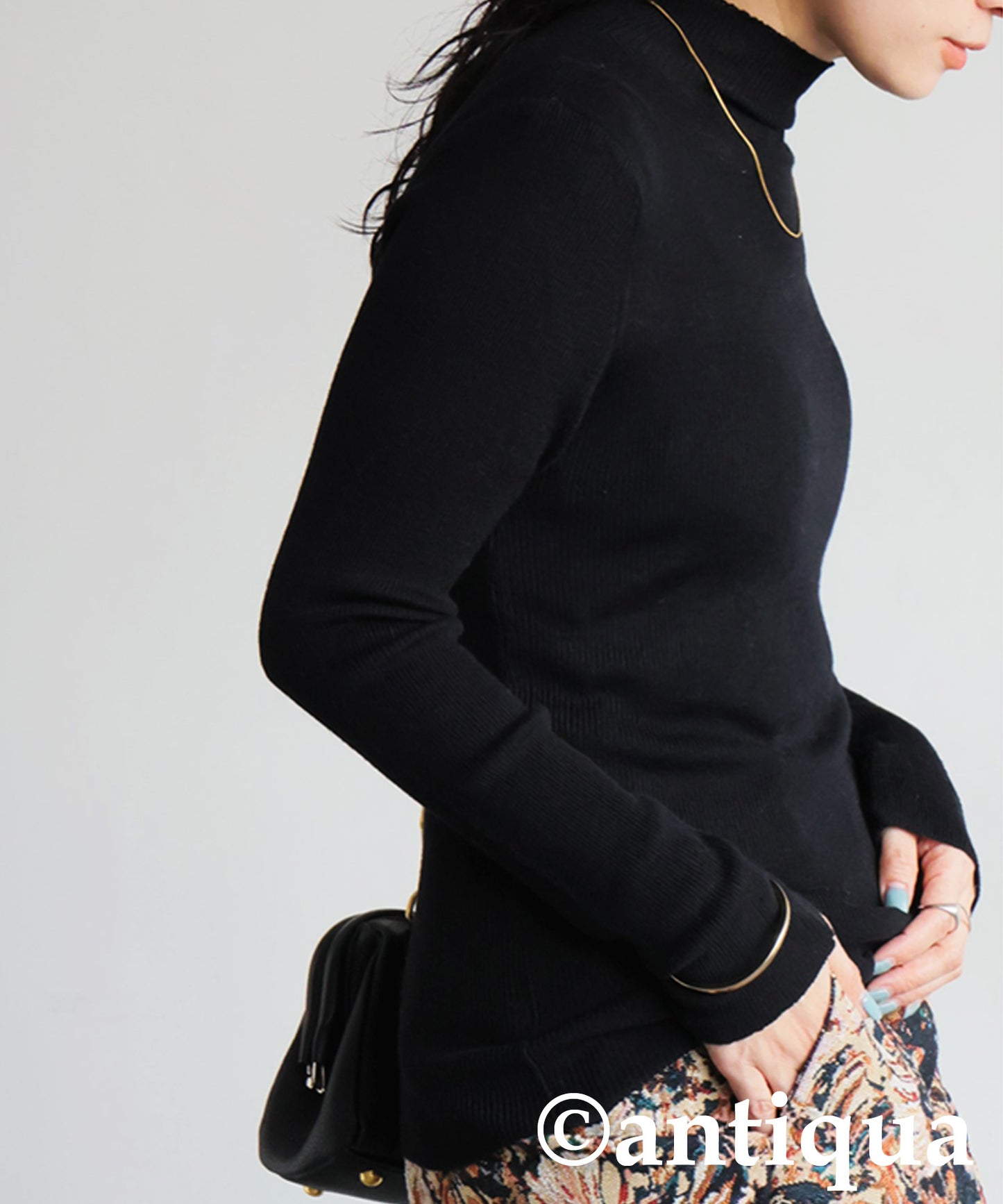 Wool Blend High Neck Knit Ladies