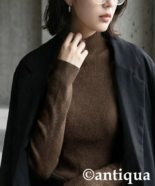 Wool Blend High Neck Knit Ladies