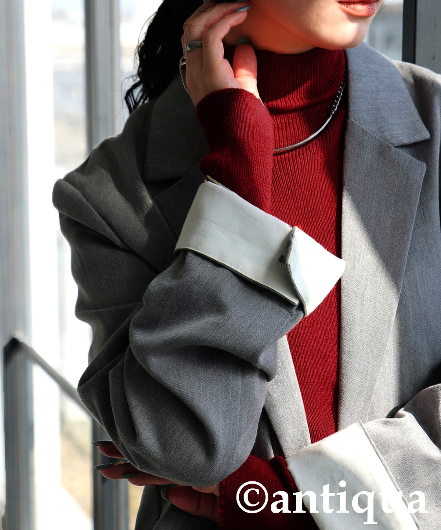 Wool Blend High Neck Knit Ladies