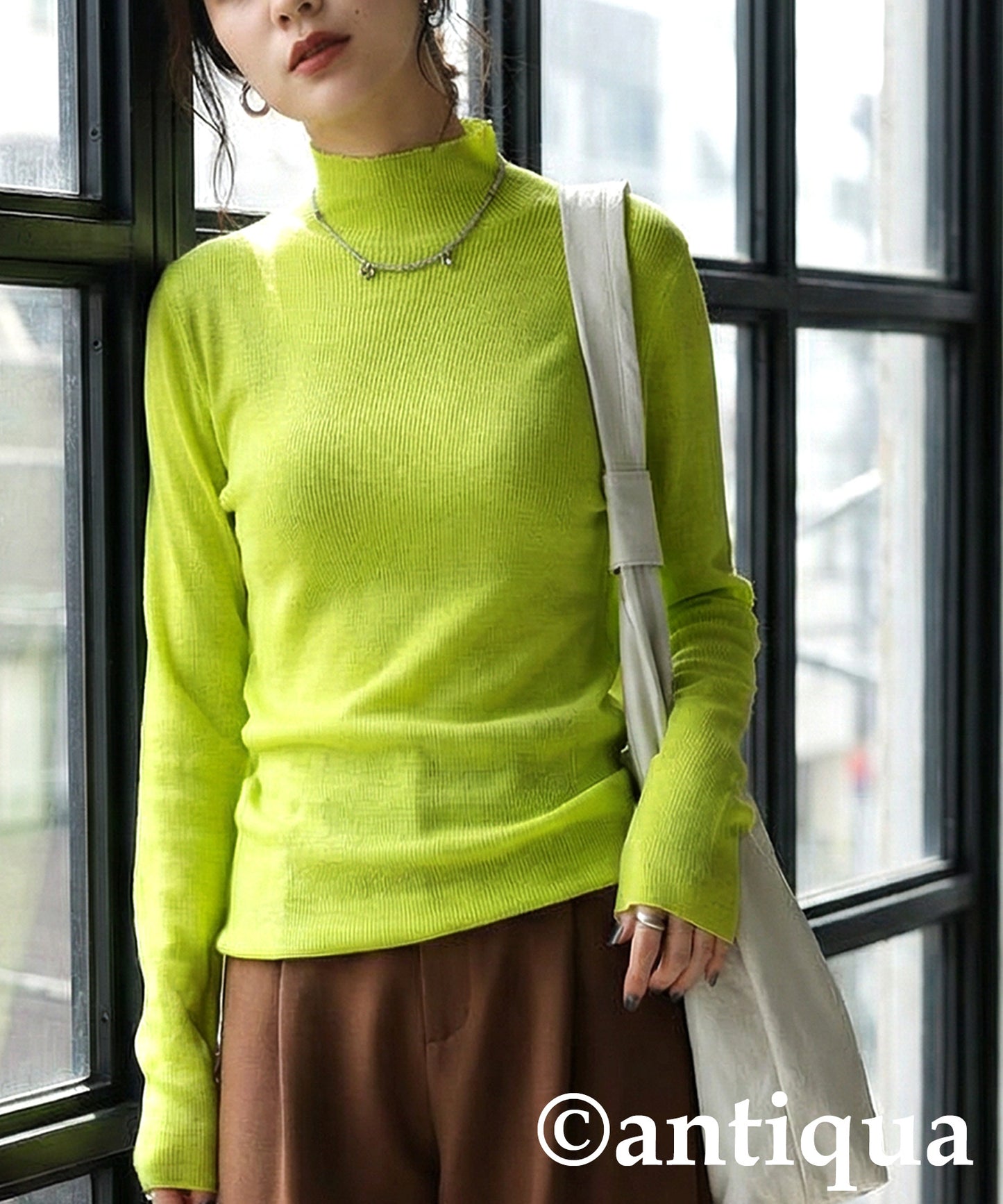 Wool Blend High Neck Knit Ladies