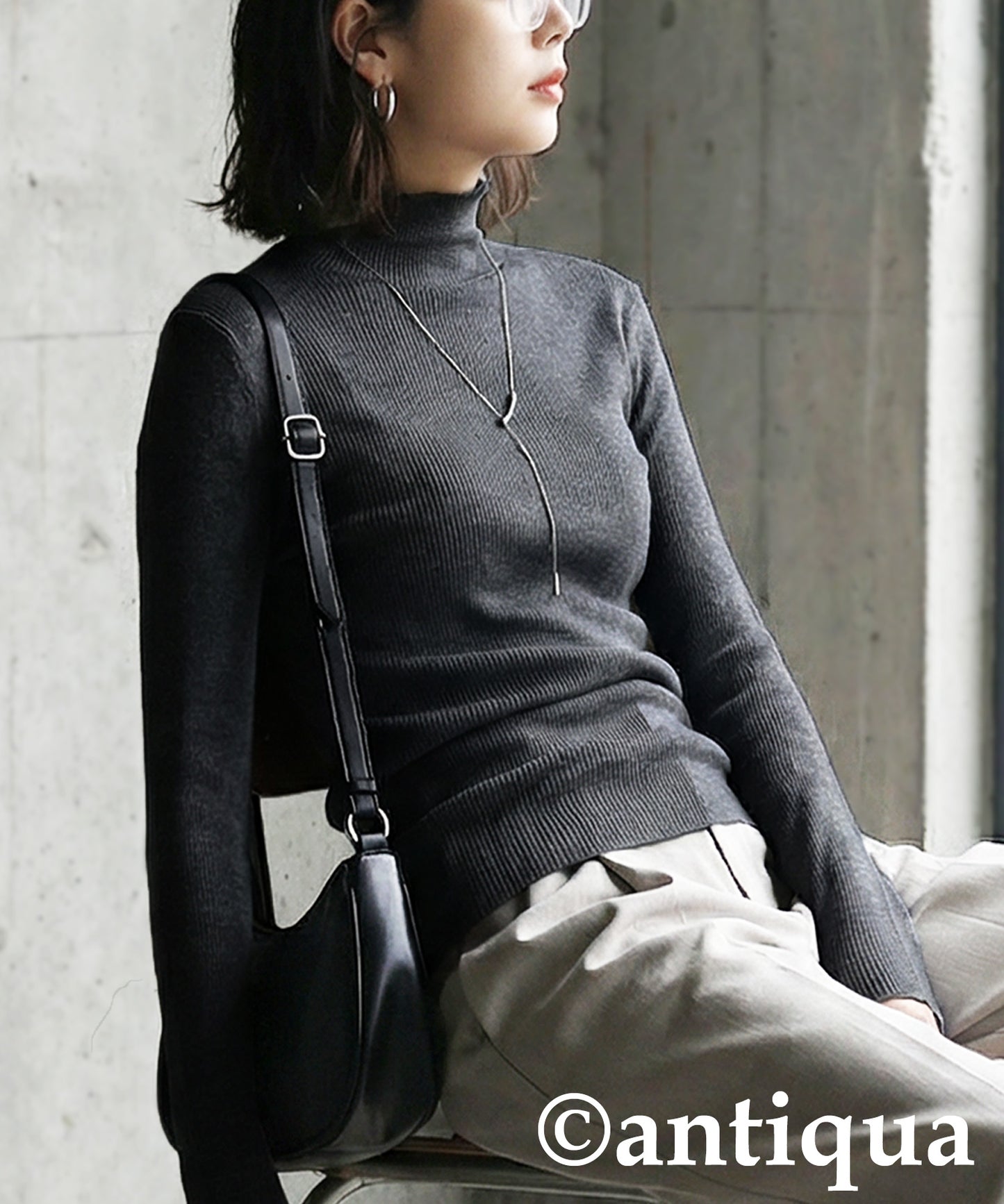 Wool Blend High Neck Knit Ladies