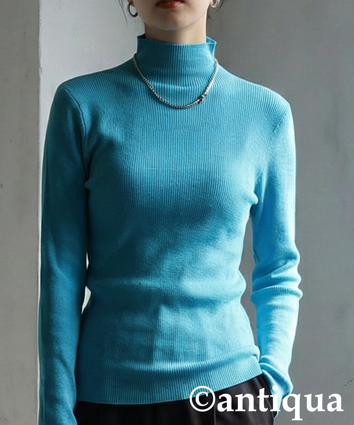 Wool Blend High Neck Knit Ladies