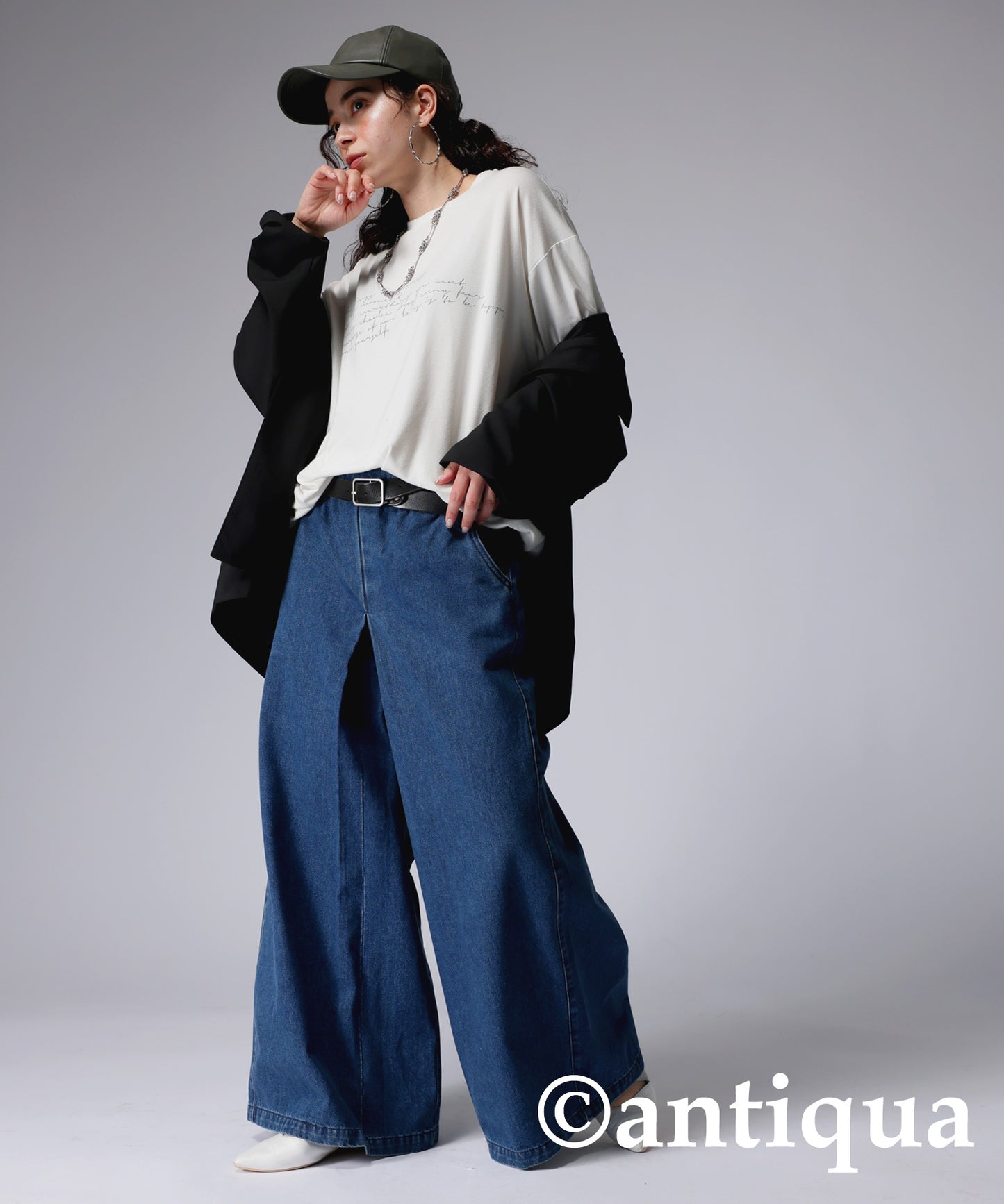 Wide denim pants Ladies