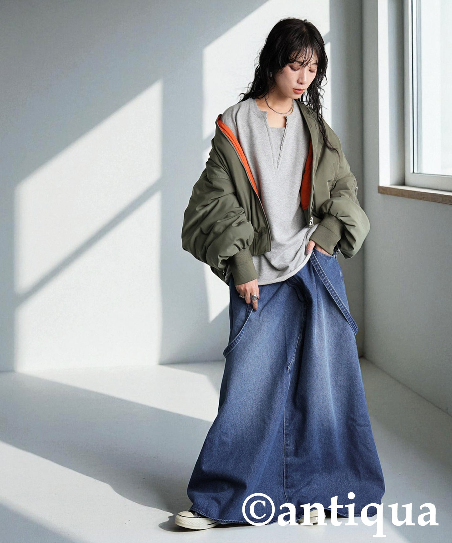 Denim Overalls Skirt Ladies