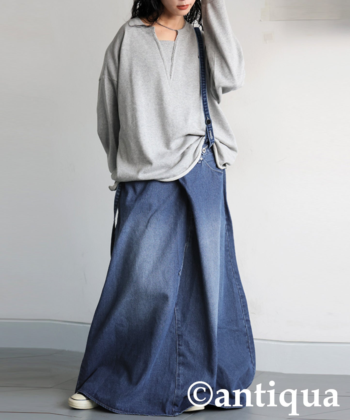 Denim Overalls Skirt Ladies