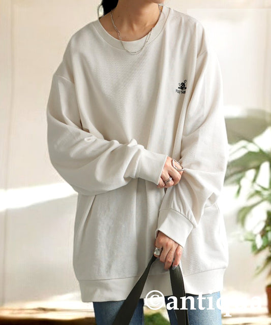 Embroidered Fleece Long Sleeve Pullover Ladies