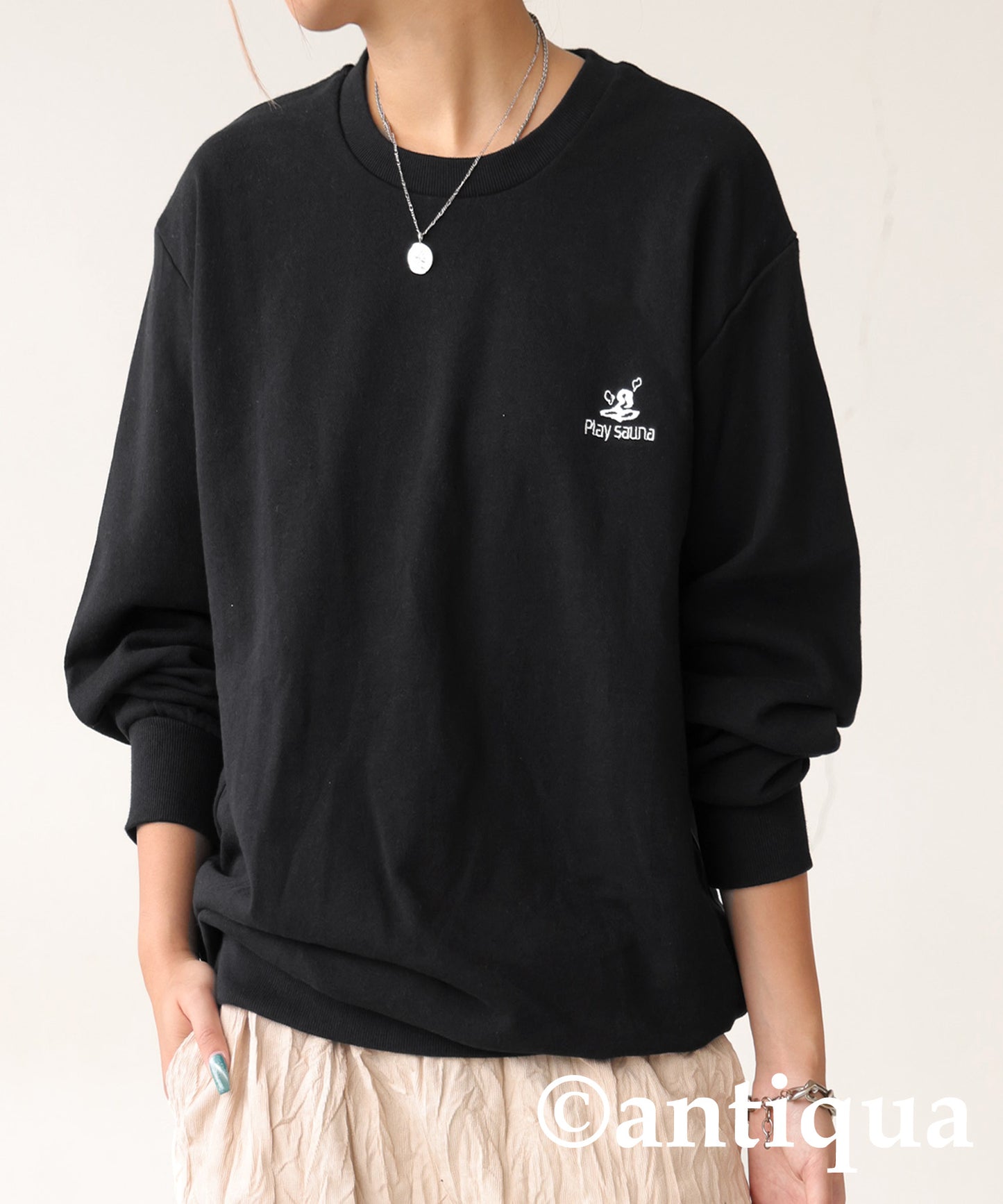 Embroidered Fleece Long Sleeve Pullover Ladies