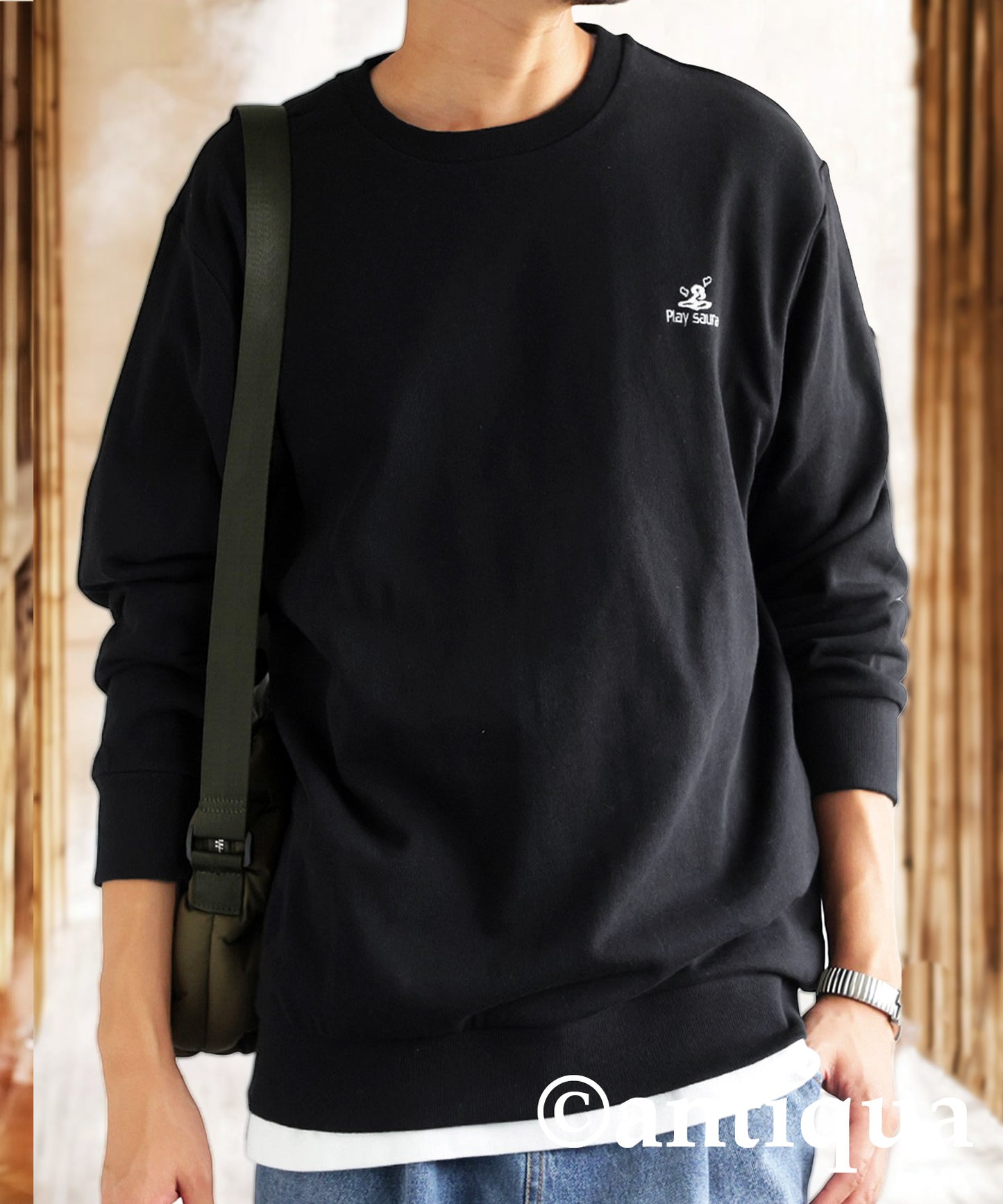 Embroidered Fleece Long Sleeve Pullover Men's