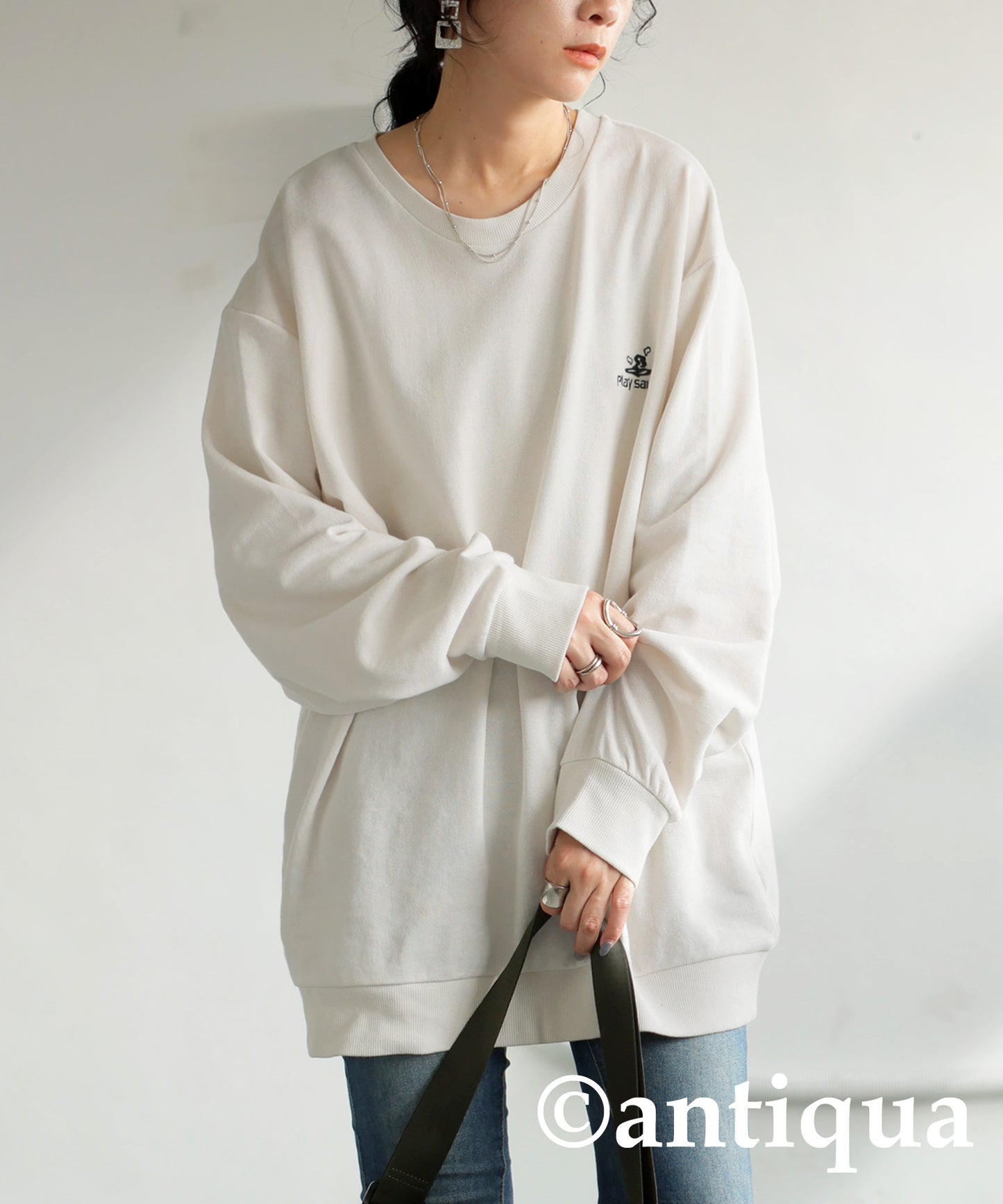 Embroidered Fleece Long Sleeve Pullover Ladies