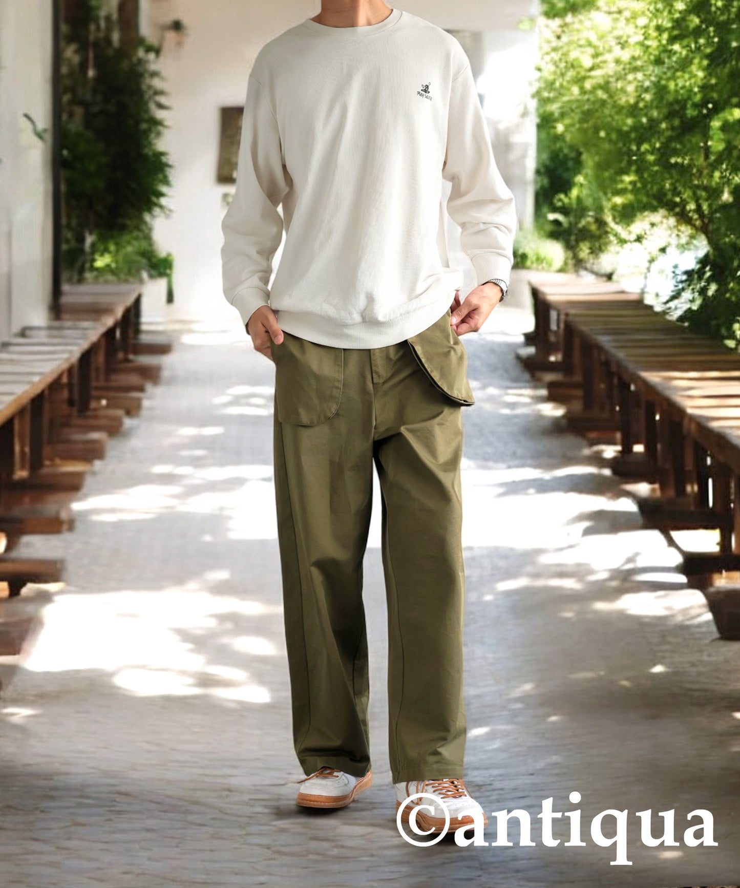 Embroidered Fleece Long Sleeve Pullover Men's