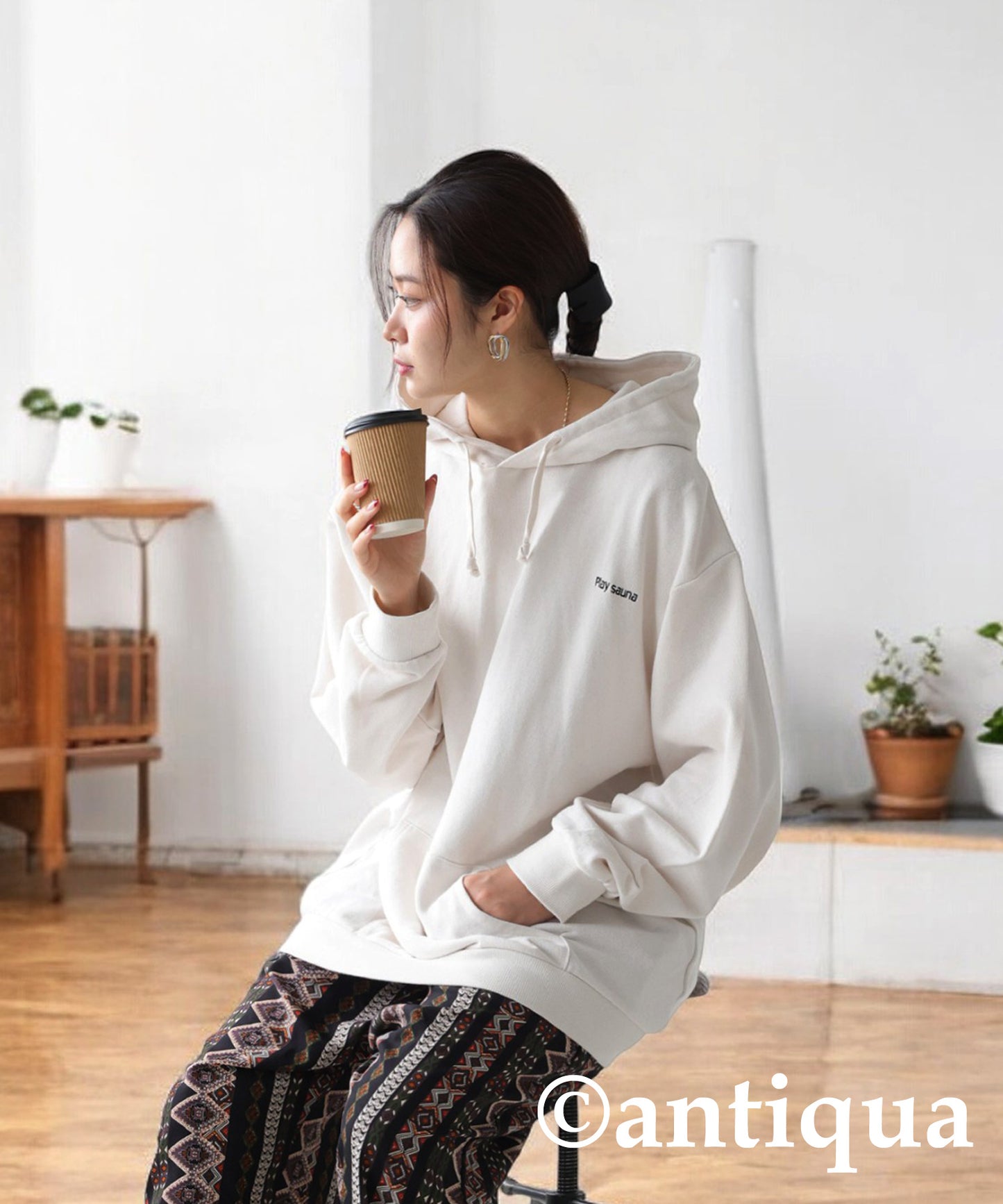 Embroidered Fleece Long Sleeve Hoodie Ladies
