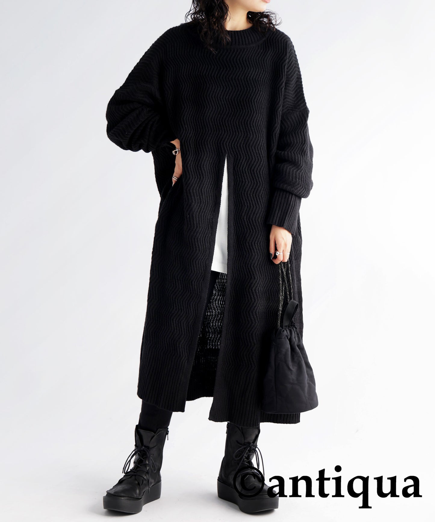 Slit knit dress Ladies