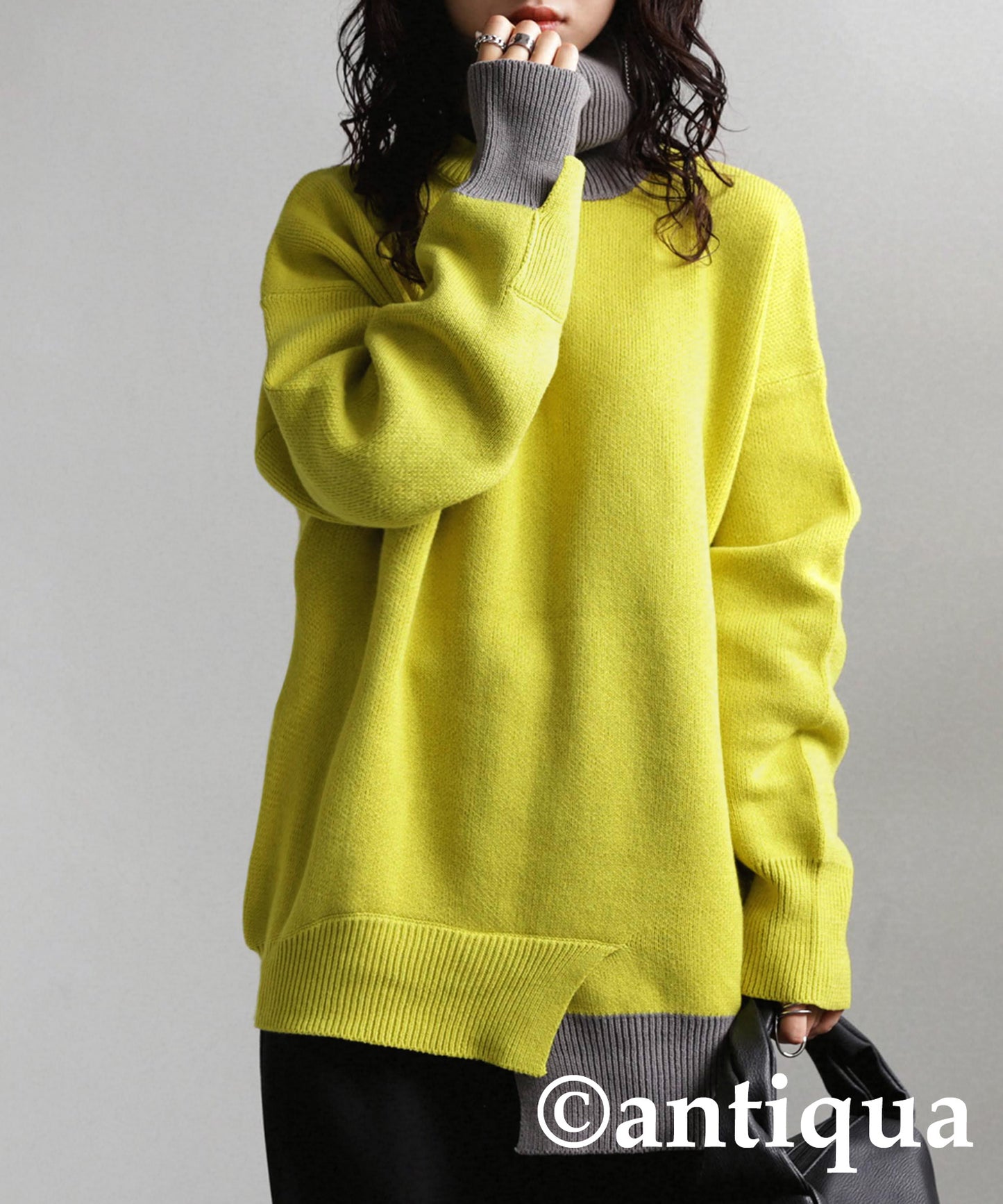 Ladies turtleneck bicolor sweater