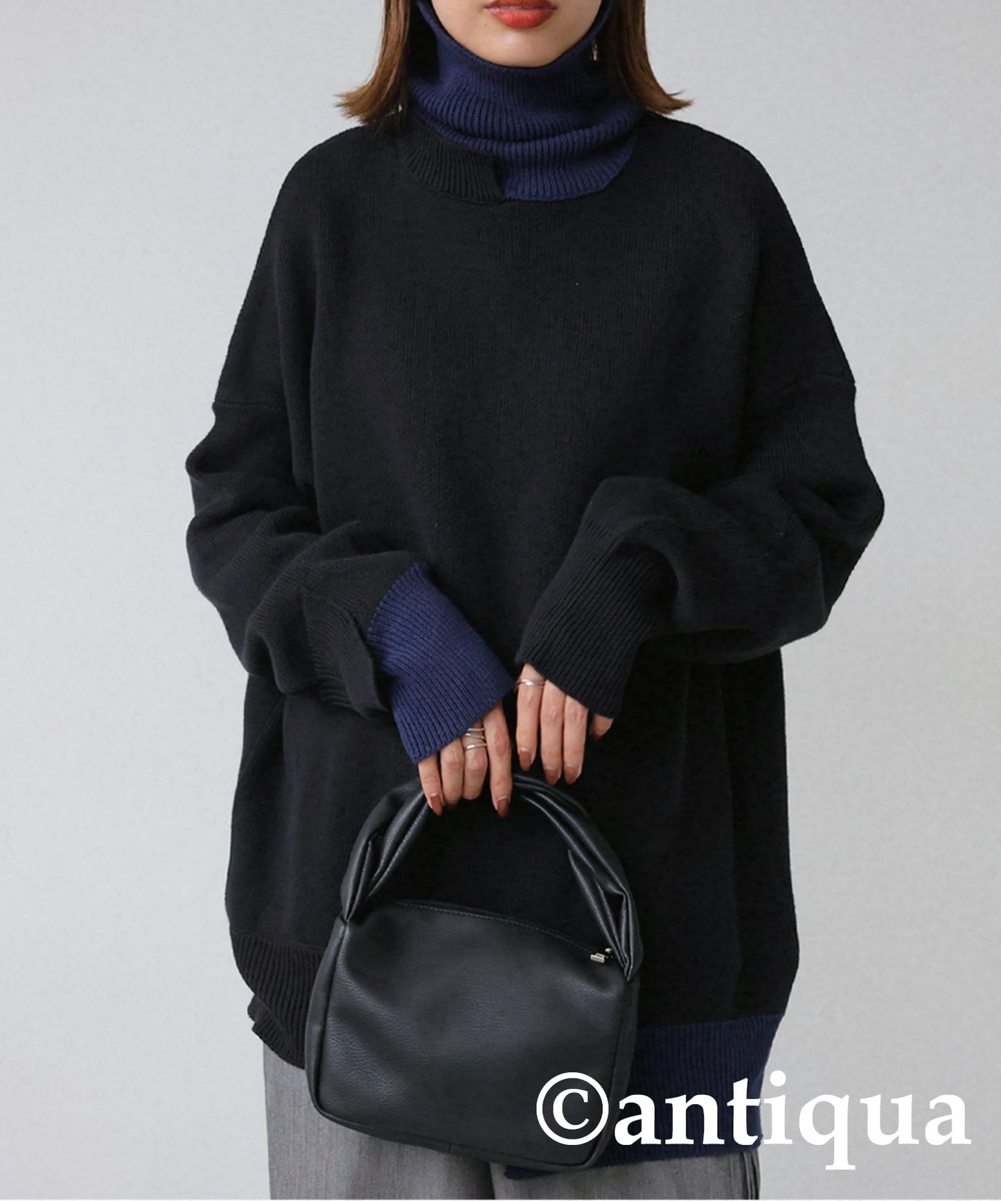 Ladies turtleneck bicolor sweater