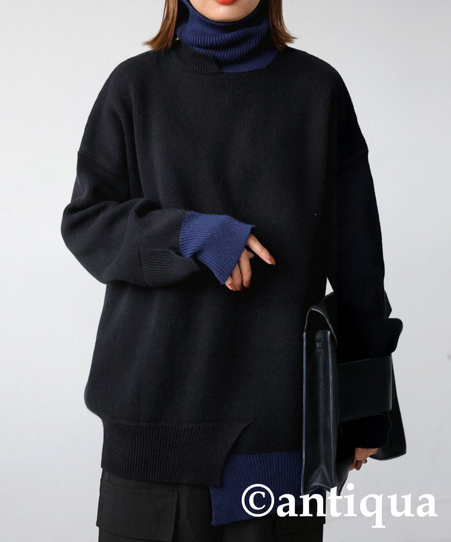 Ladies turtleneck bicolor sweater