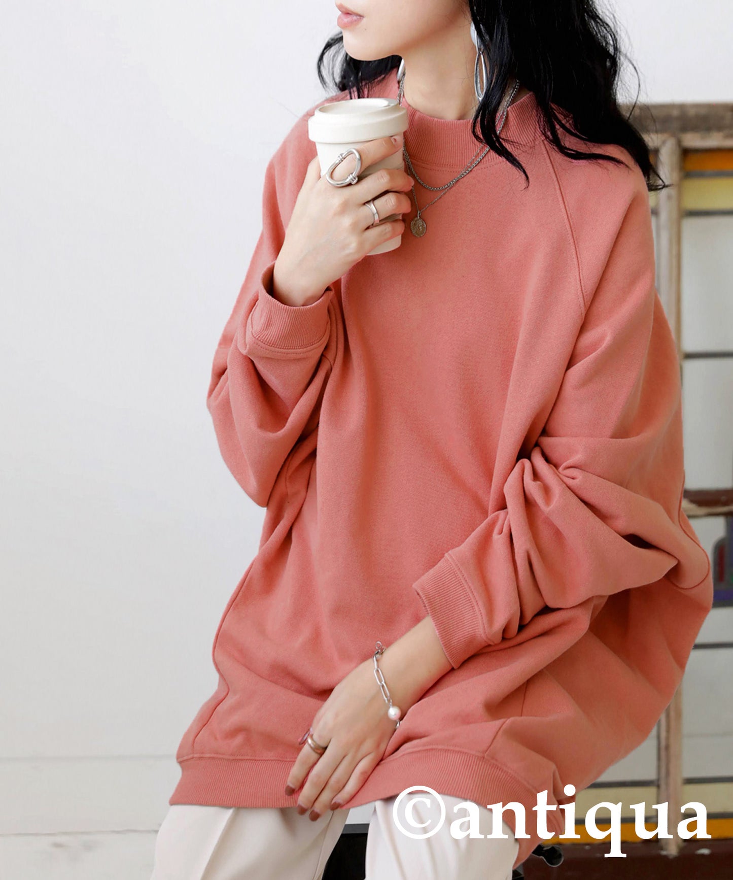 Pile fabric Cocoon Pullover Ladies