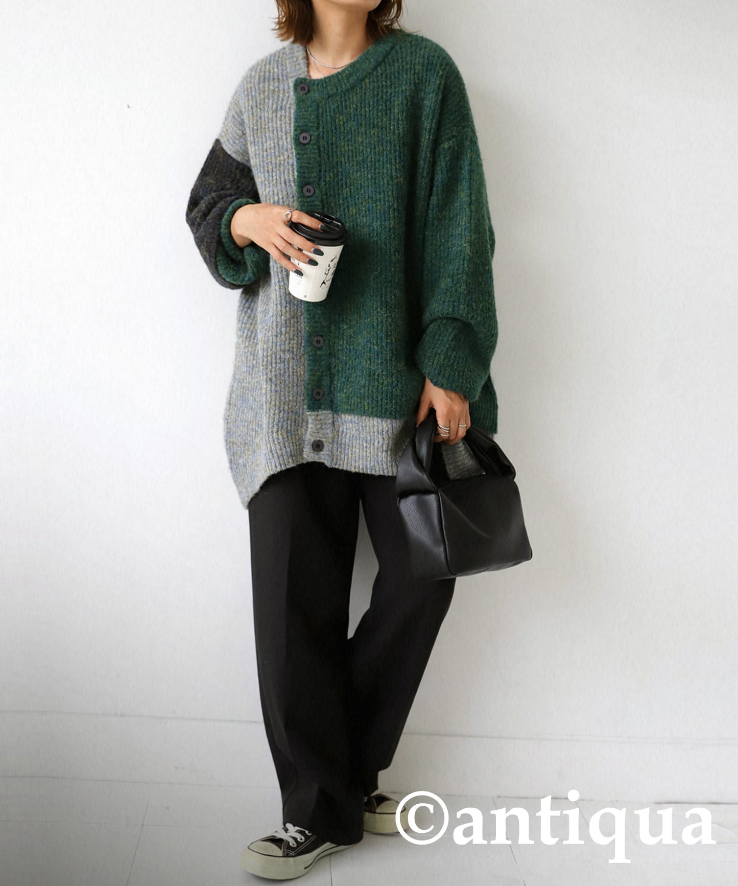 Ladies melange knitted cardigan multi color