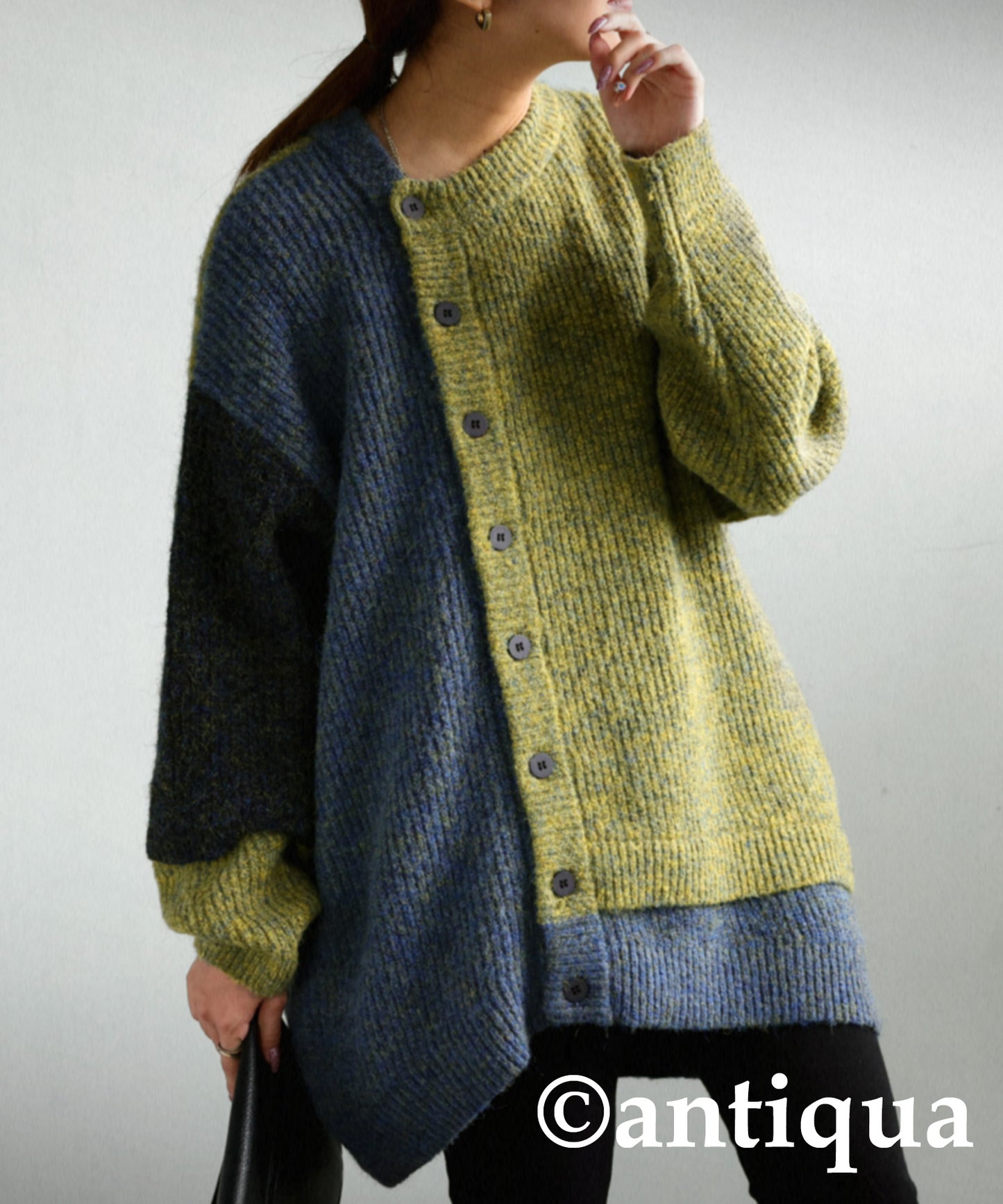 Ladies melange knitted cardigan multi color