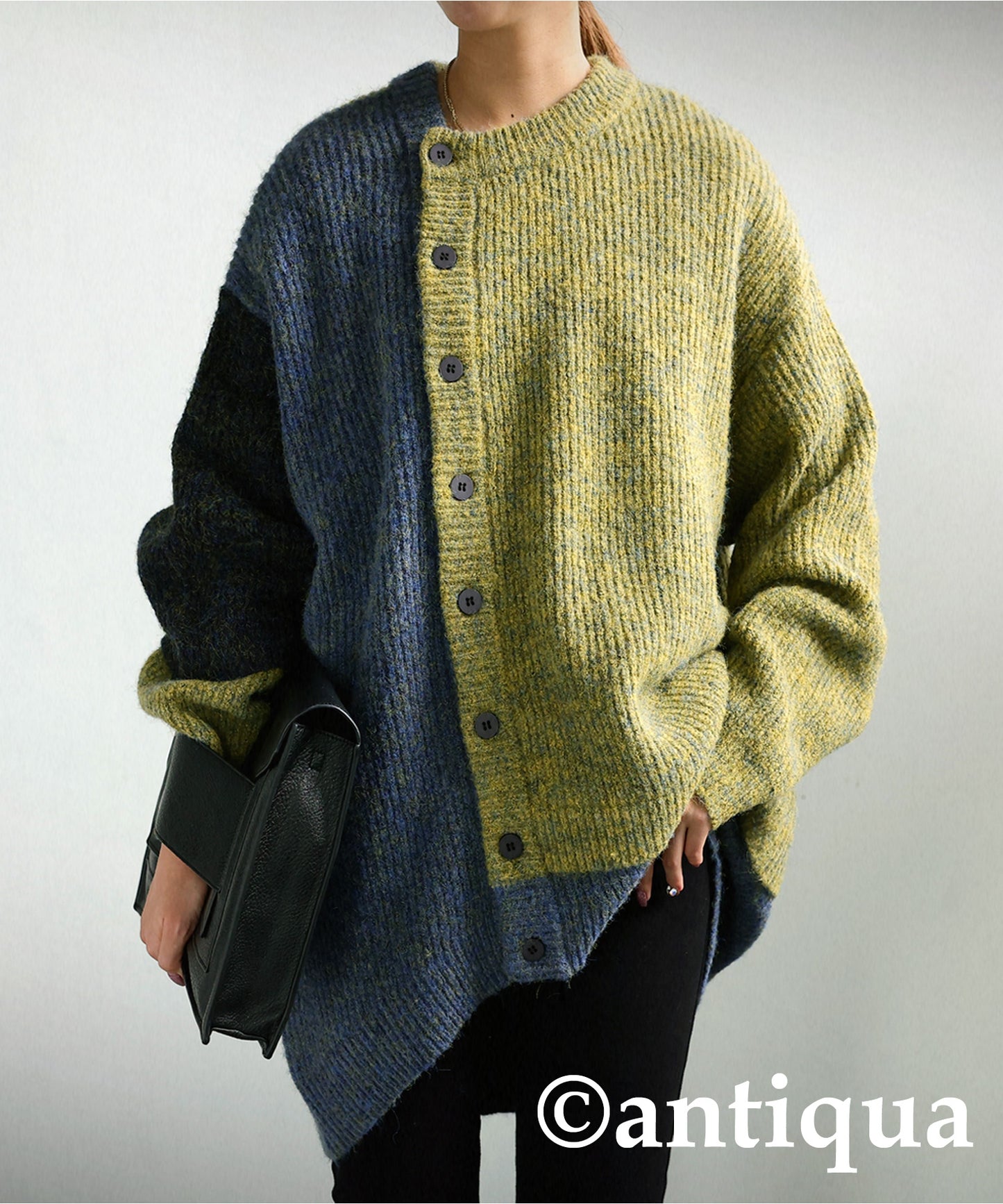 Ladies melange knitted cardigan multi color