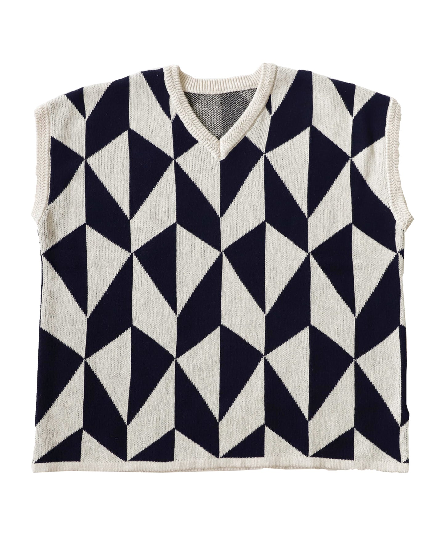 Double Jacquard knitted Ladies vest geometric pattern