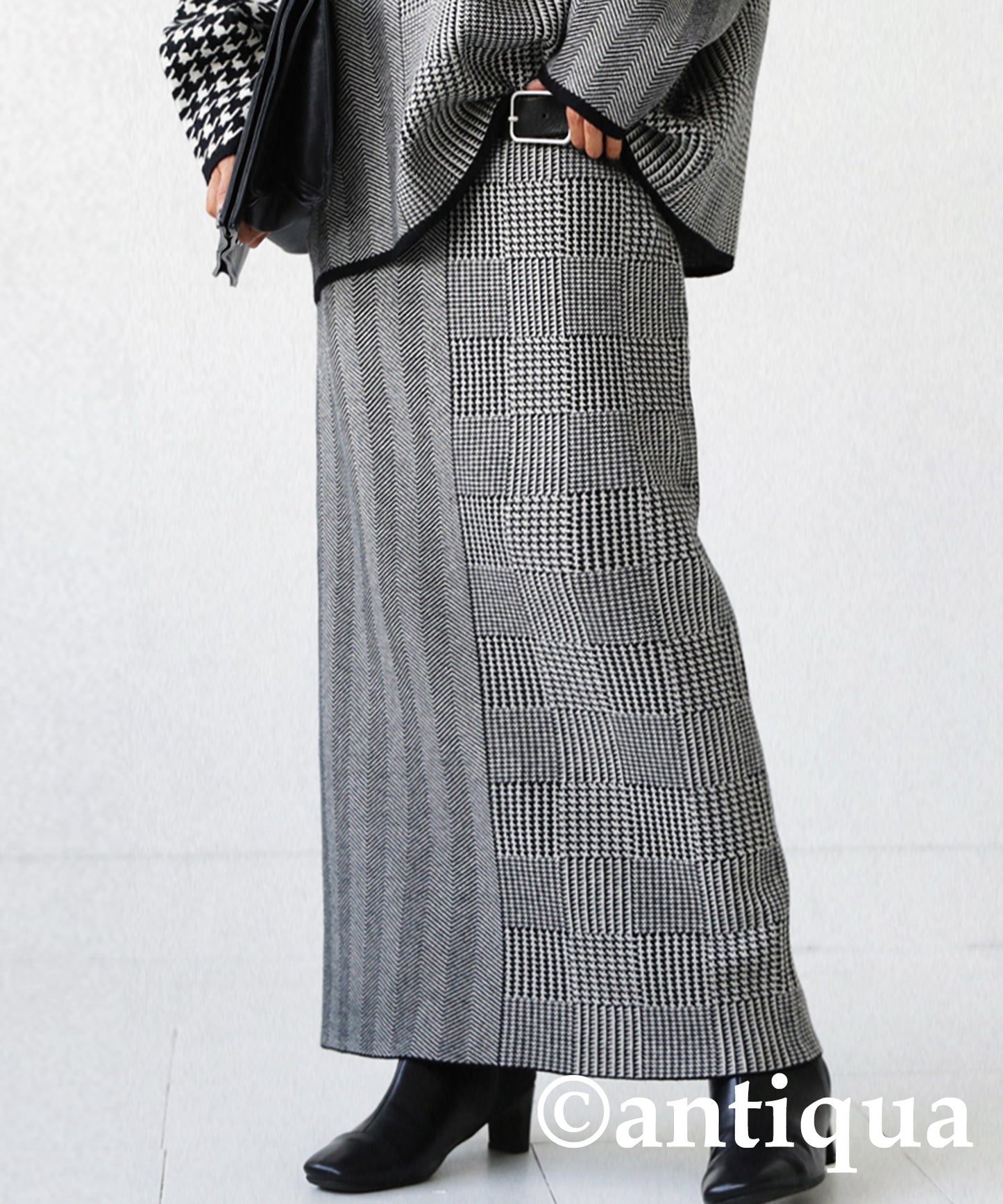 CHIDORI（houndstooth check）Pattern Switchig Ladies sweater