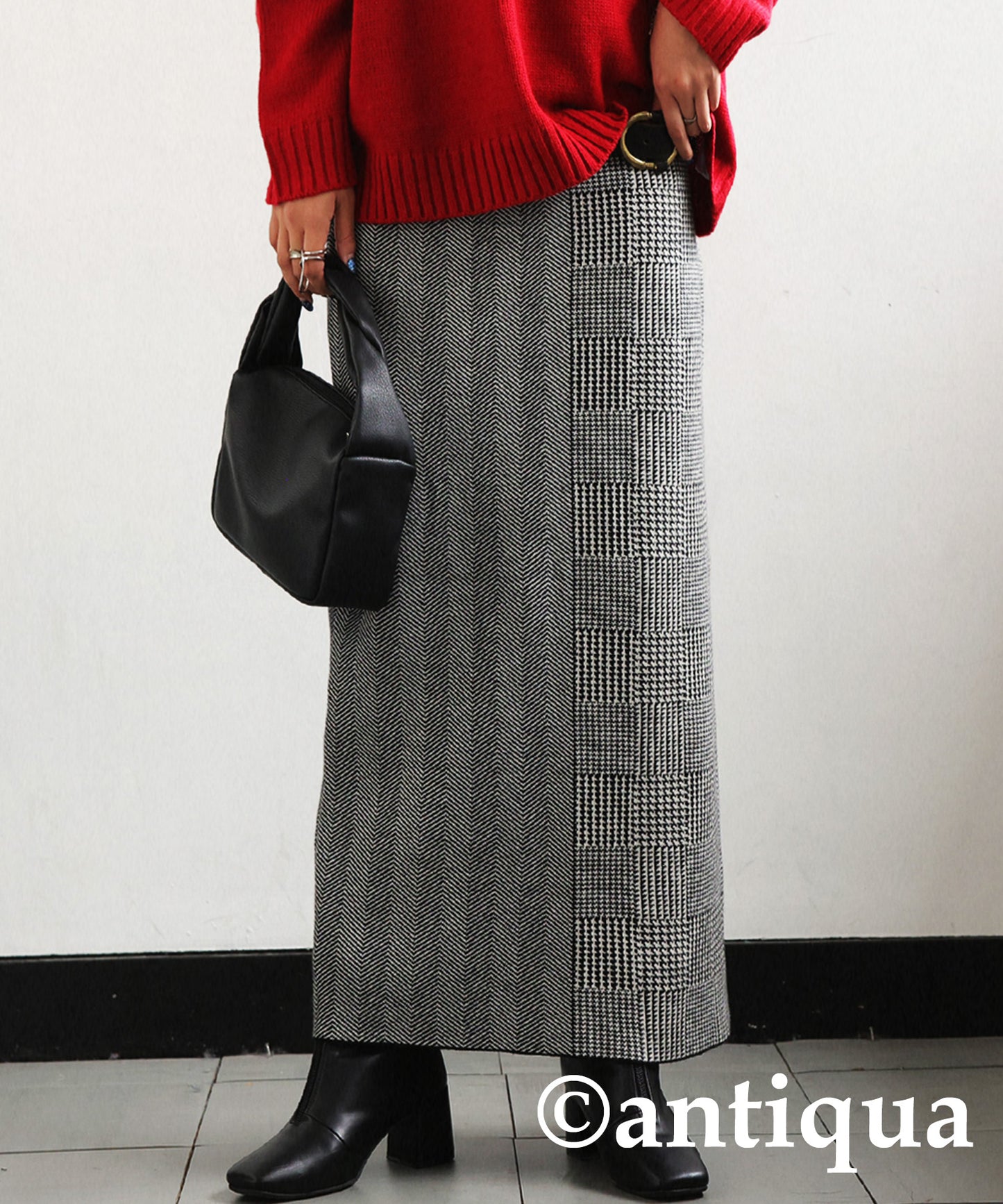 CHIDORI（houndstooth check）Pattern Switchig Ladies sweater