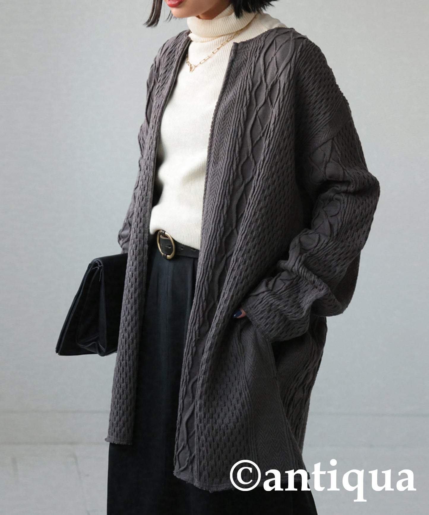 Ladies cable knitting alike Jacquard Cardigan