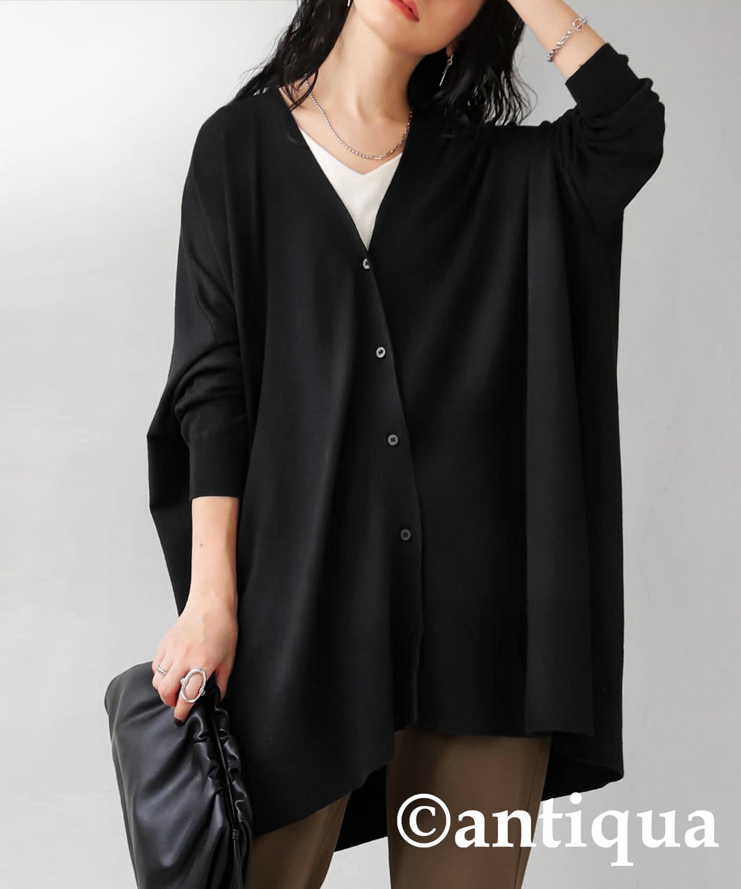 Function Material Wide Cardigan Ladies Tops