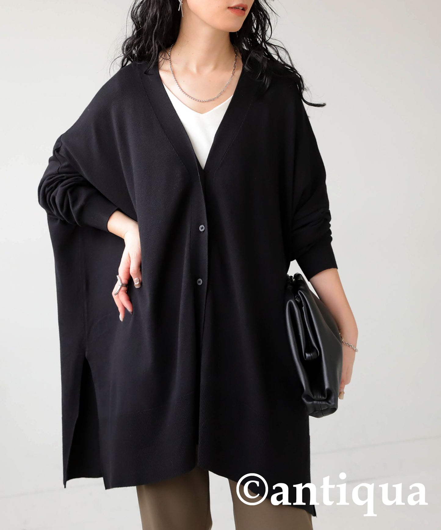 Function Material Wide Cardigan Ladies Tops