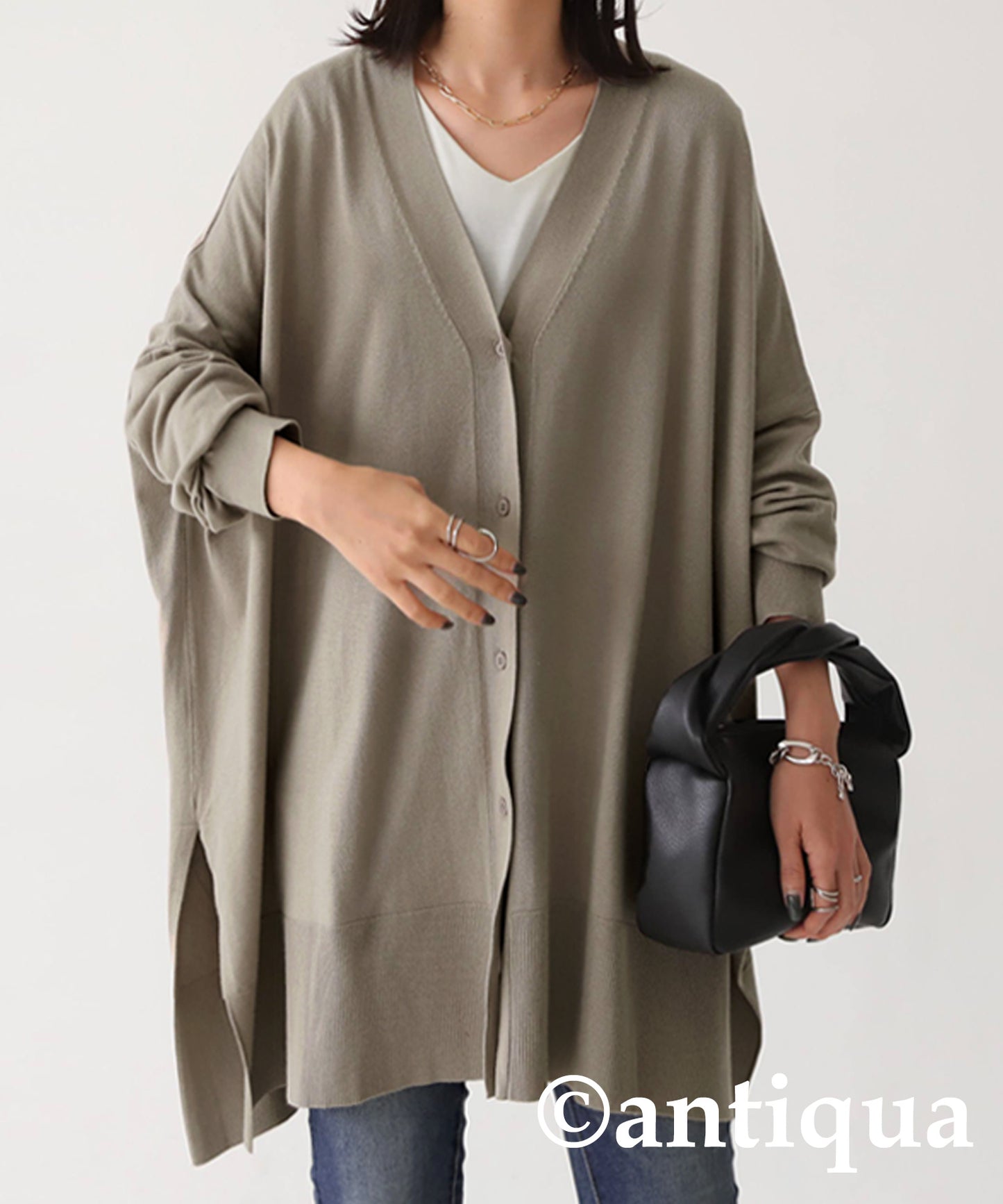 Function Material Wide Cardigan Ladies Tops