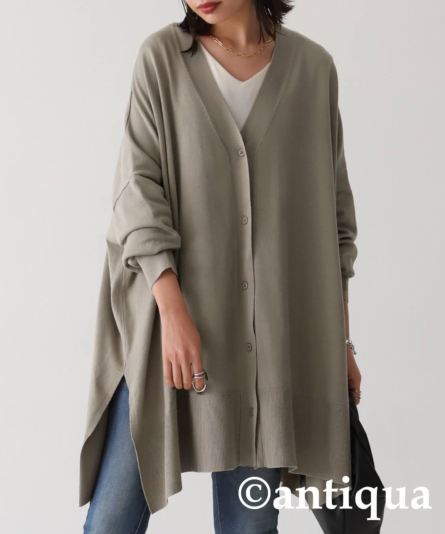 Function Material Wide Cardigan Ladies Tops