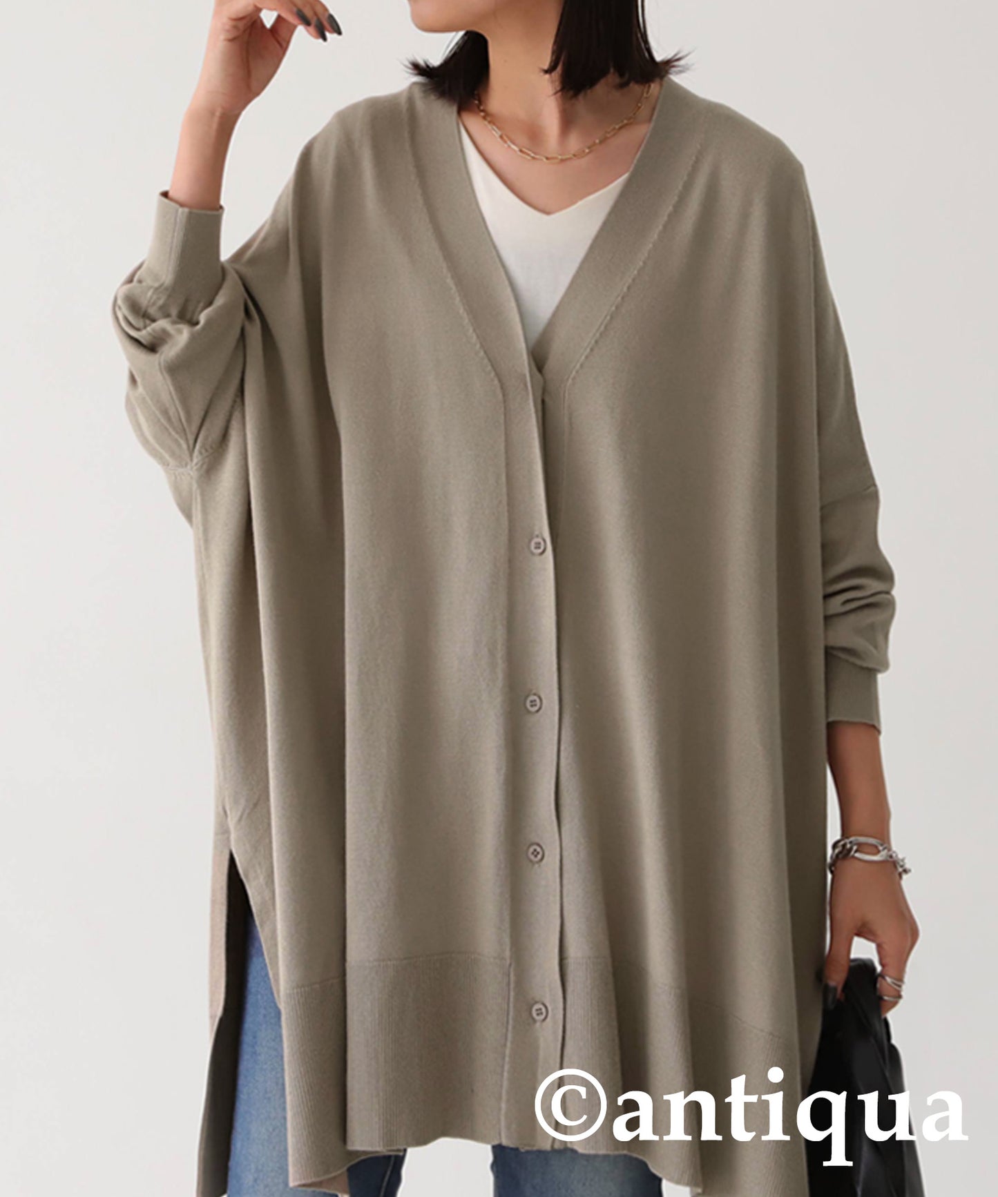 Function Material Wide Cardigan Ladies Tops