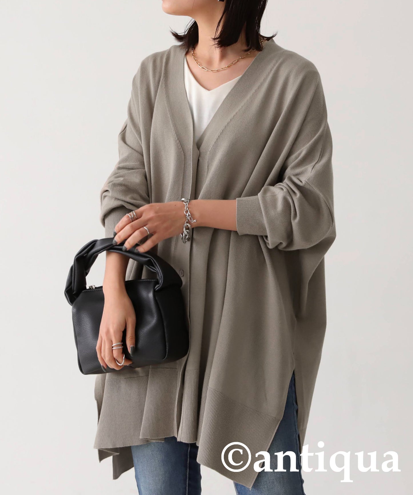 Function Material Wide Cardigan Ladies Tops