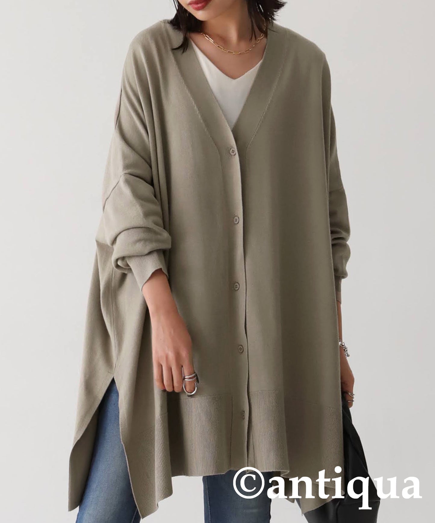 Function Material Wide Cardigan Ladies Tops