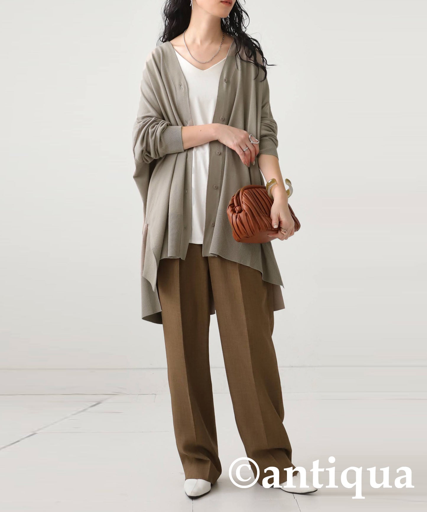 Function Material Wide Cardigan Ladies Tops