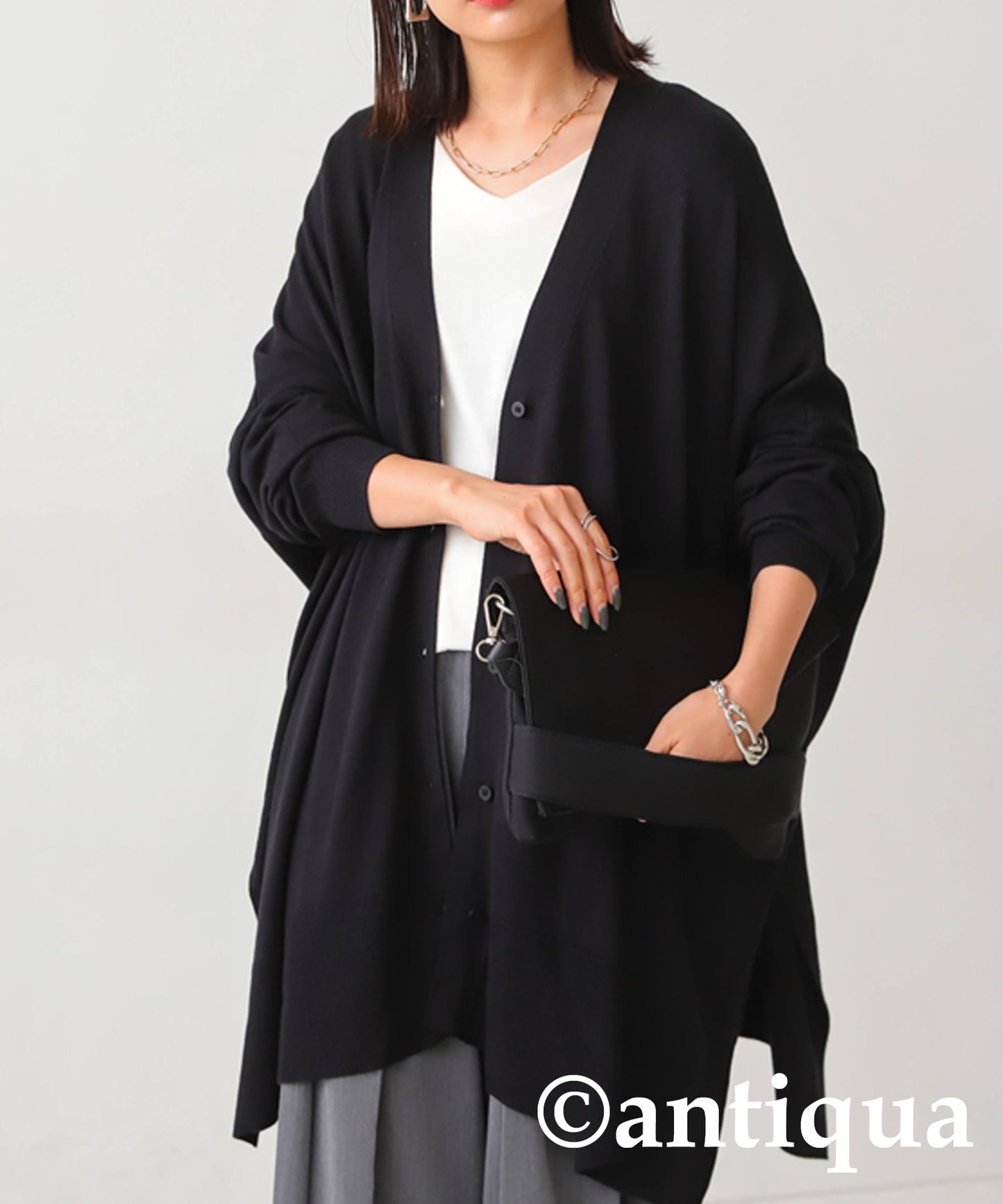 Function Material Wide Cardigan Ladies Tops