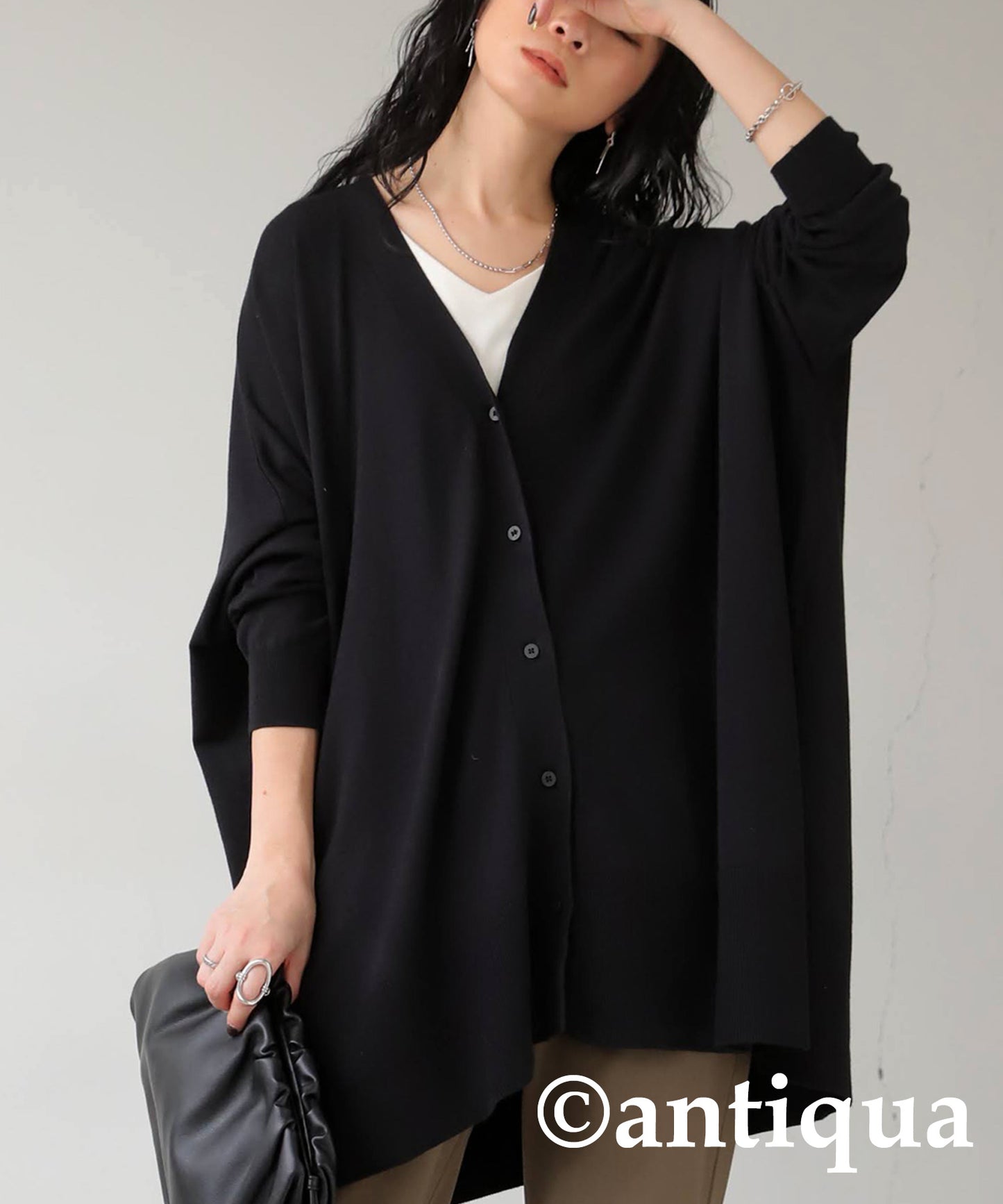 Function Material Wide Cardigan Ladies Tops