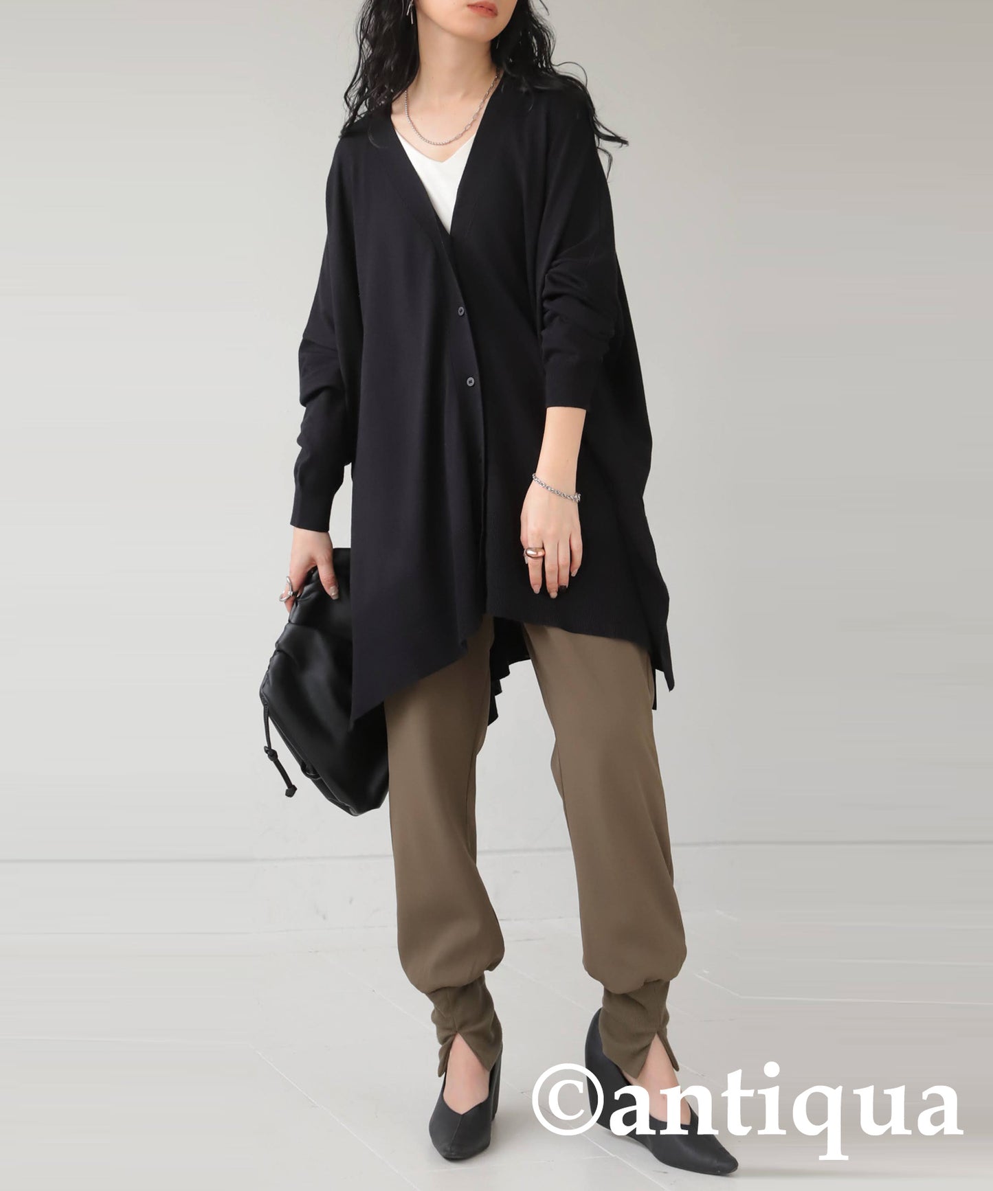 Function Material Wide Cardigan Ladies Tops