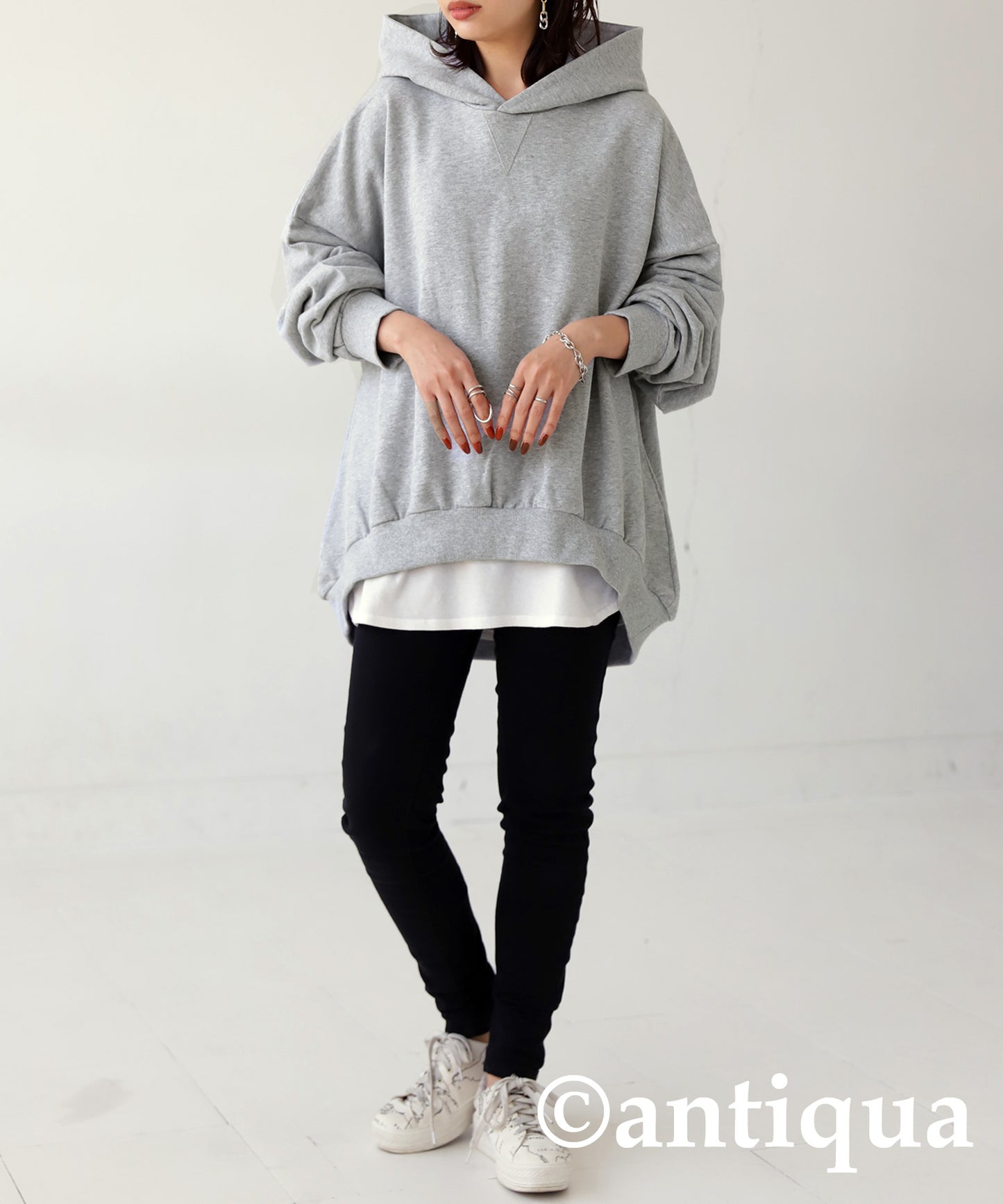 Ladies Foodie Long-Sleeve Cotton Rounded hem rib