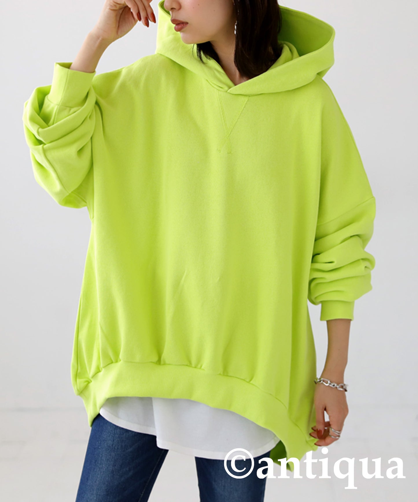 Ladies Foodie Long-Sleeve Cotton Rounded hem rib