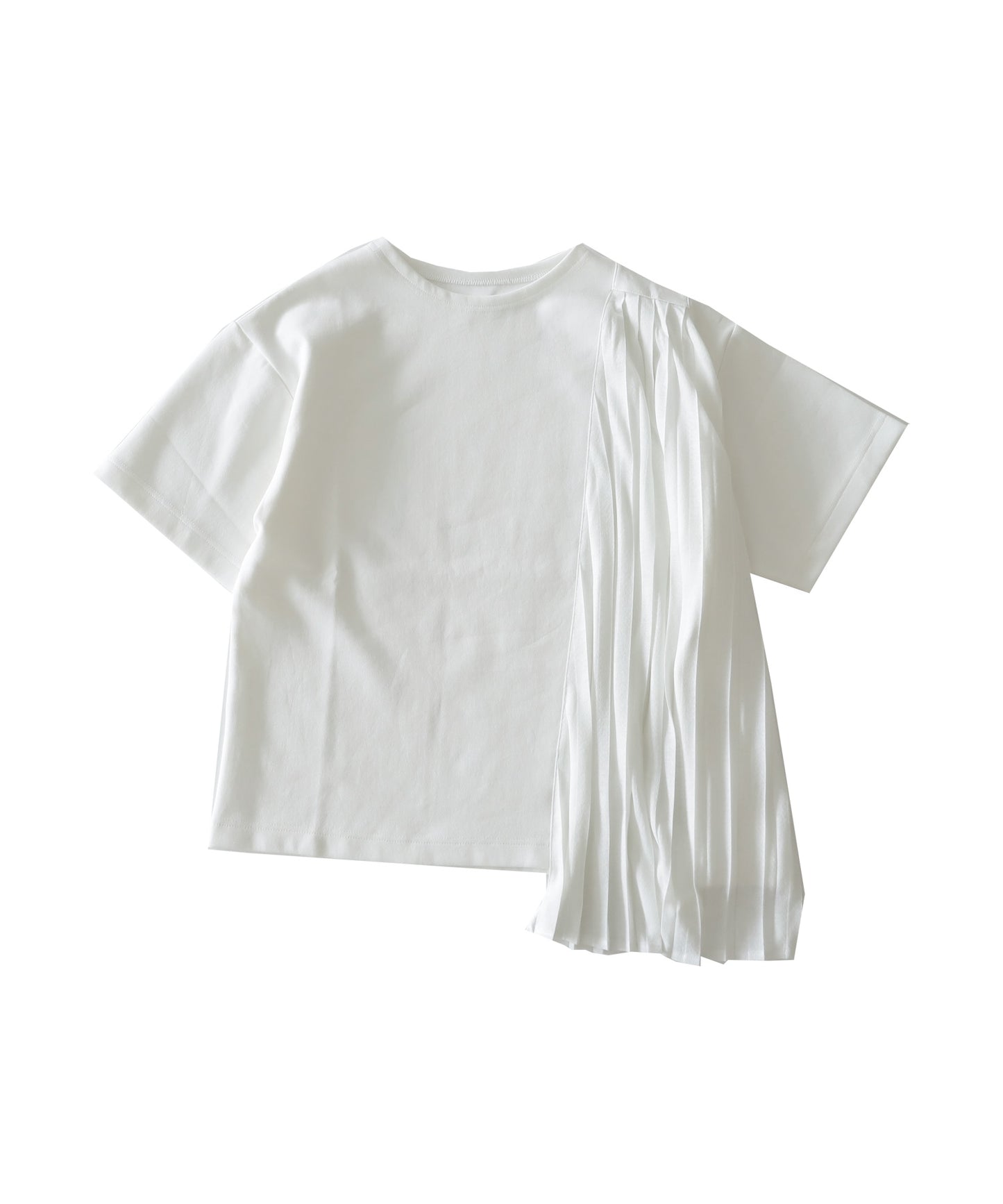 Pleated docking Ladies T -shirt Short-Sleeve