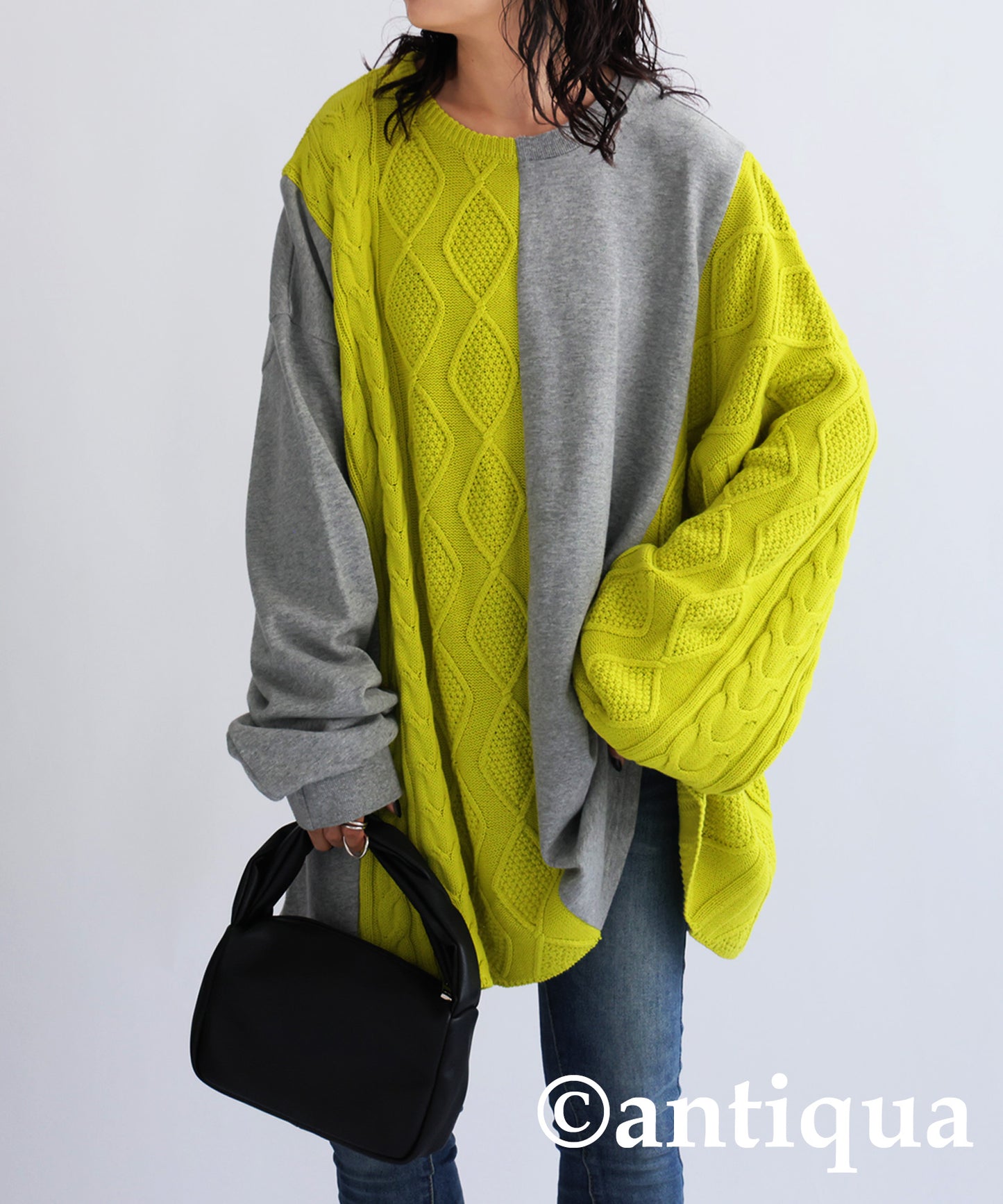 Pile fabric docking Cable knit Ladies