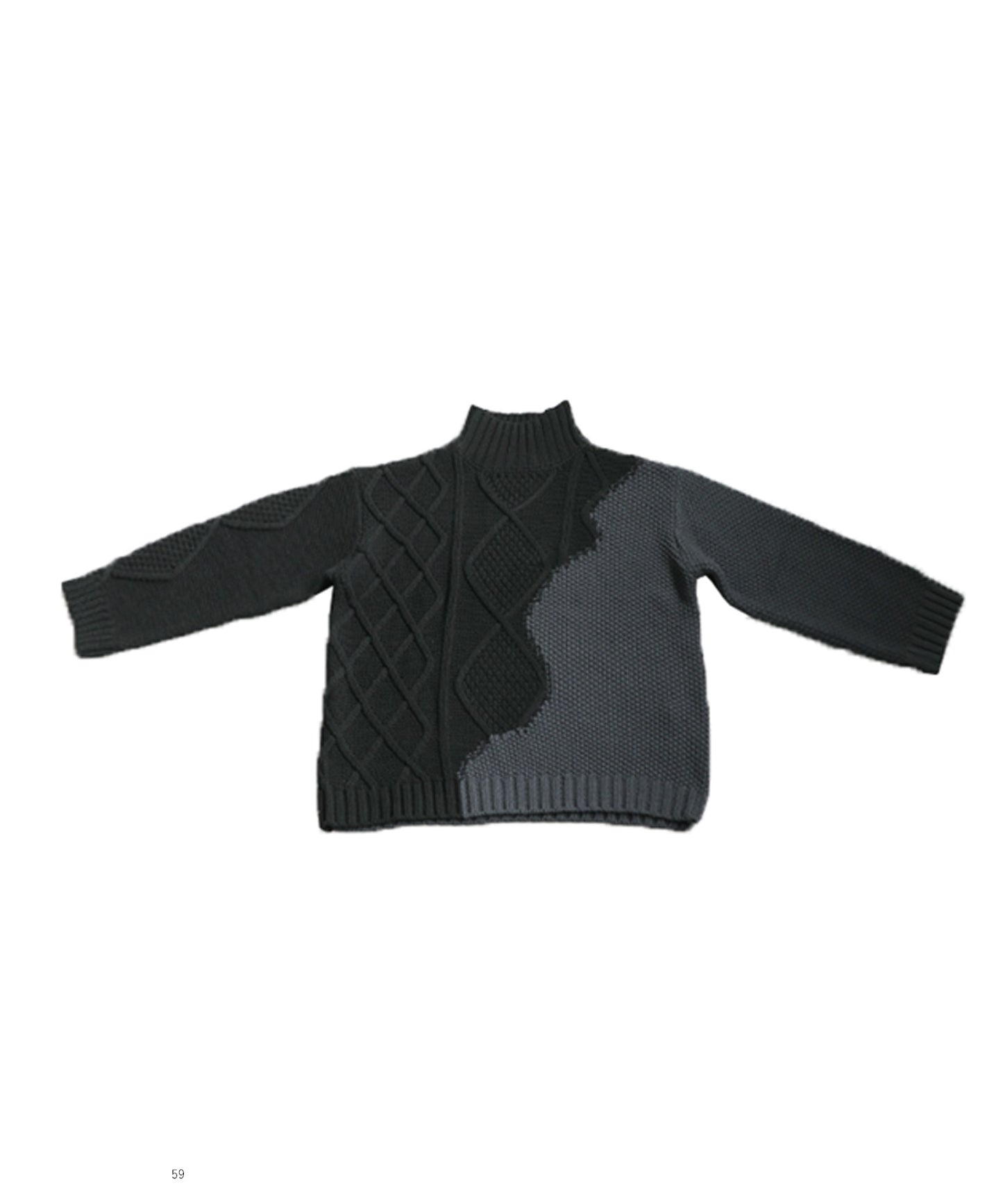 Bicolor waved high neck knit Ladies