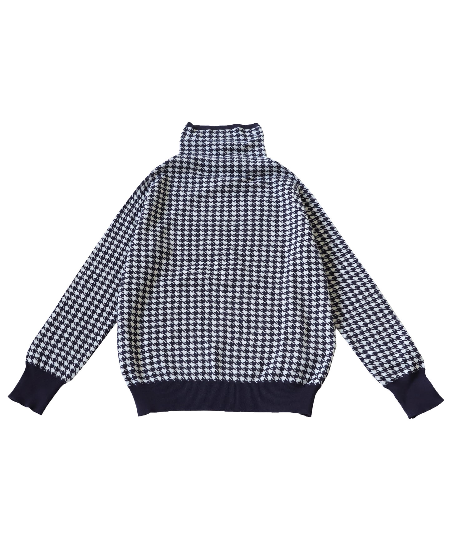 CHIDORI (houndstooth) pattern turtleneck knit Ladies