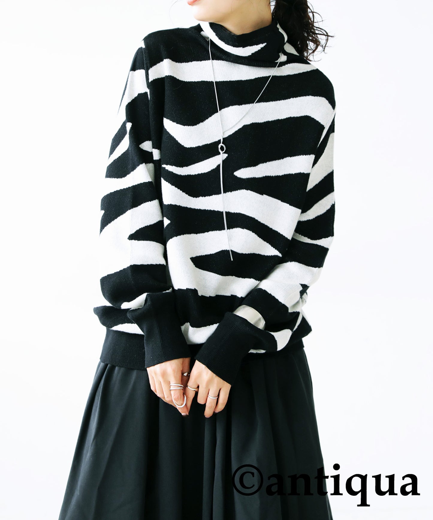 Zebra Turtleneck Knit Ladies