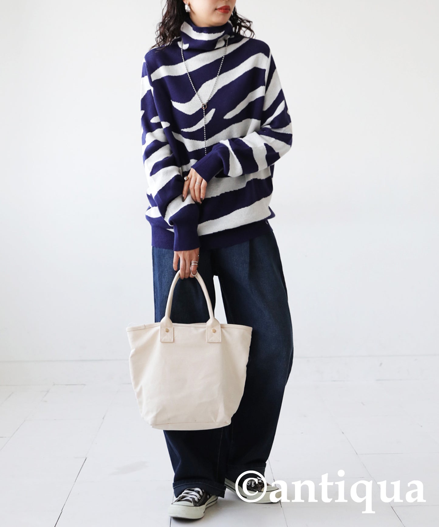 Zebra Turtleneck Knit Ladies