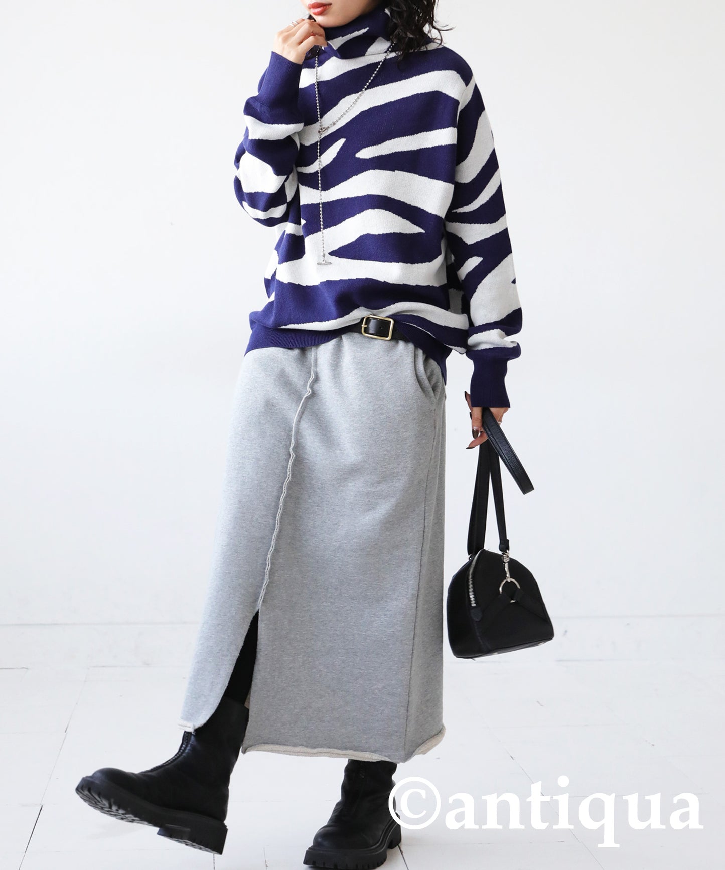 Zebra Turtleneck Knit Ladies