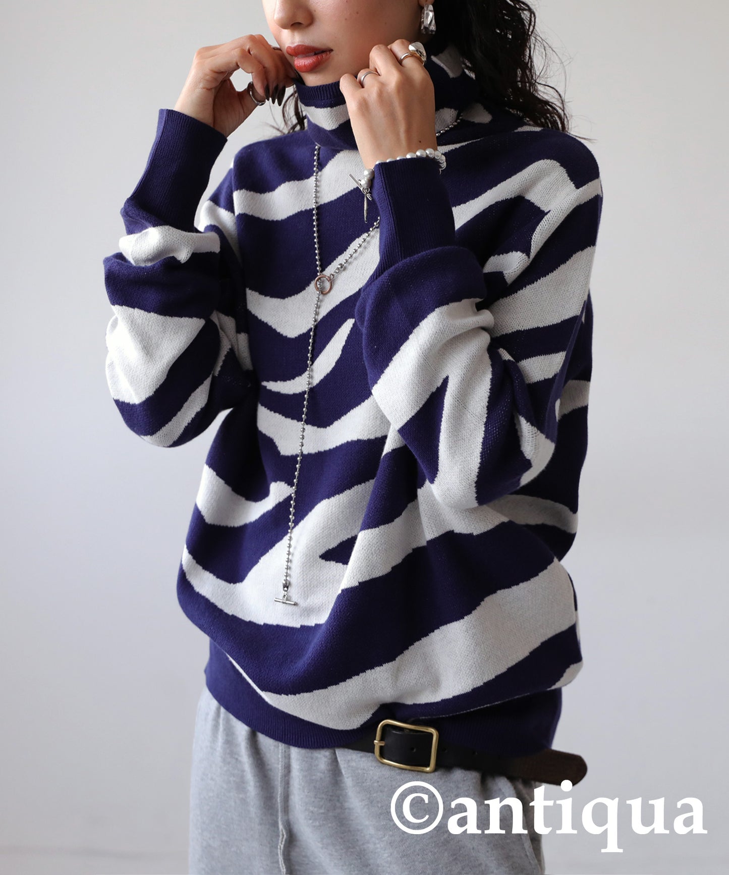 Zebra Turtleneck Knit Ladies