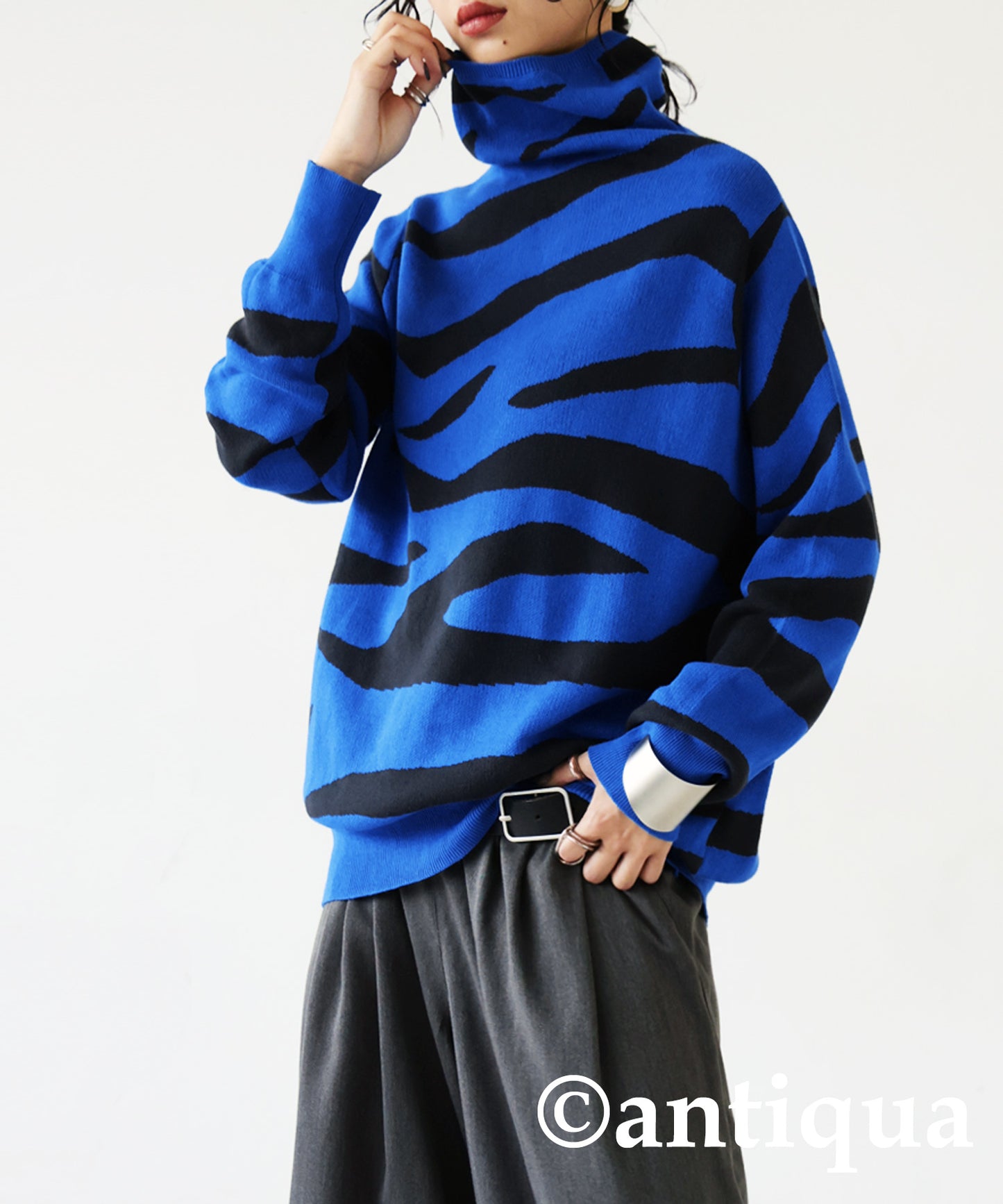 Zebra Turtleneck Knit Ladies