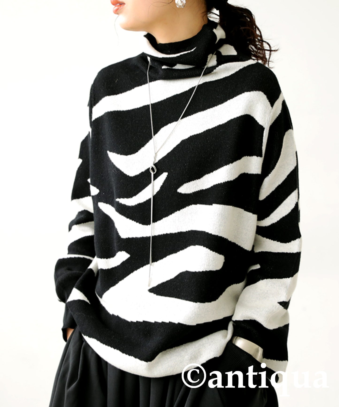 Zebra Turtleneck Knit Ladies